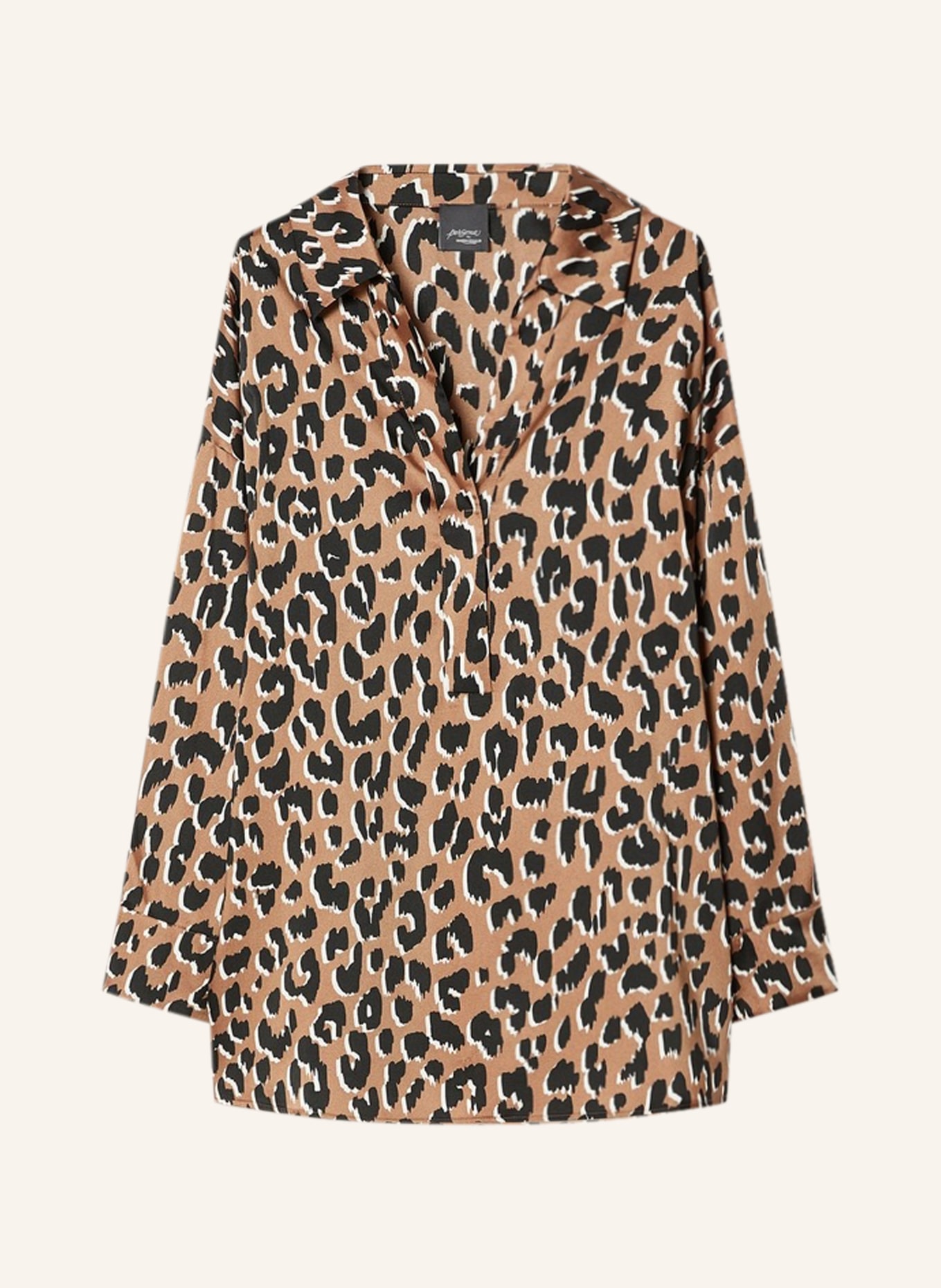 PERSONA MARINA RINALDI GHIANDOLA Satin Blouse: BROWN / WHITE / BLACK