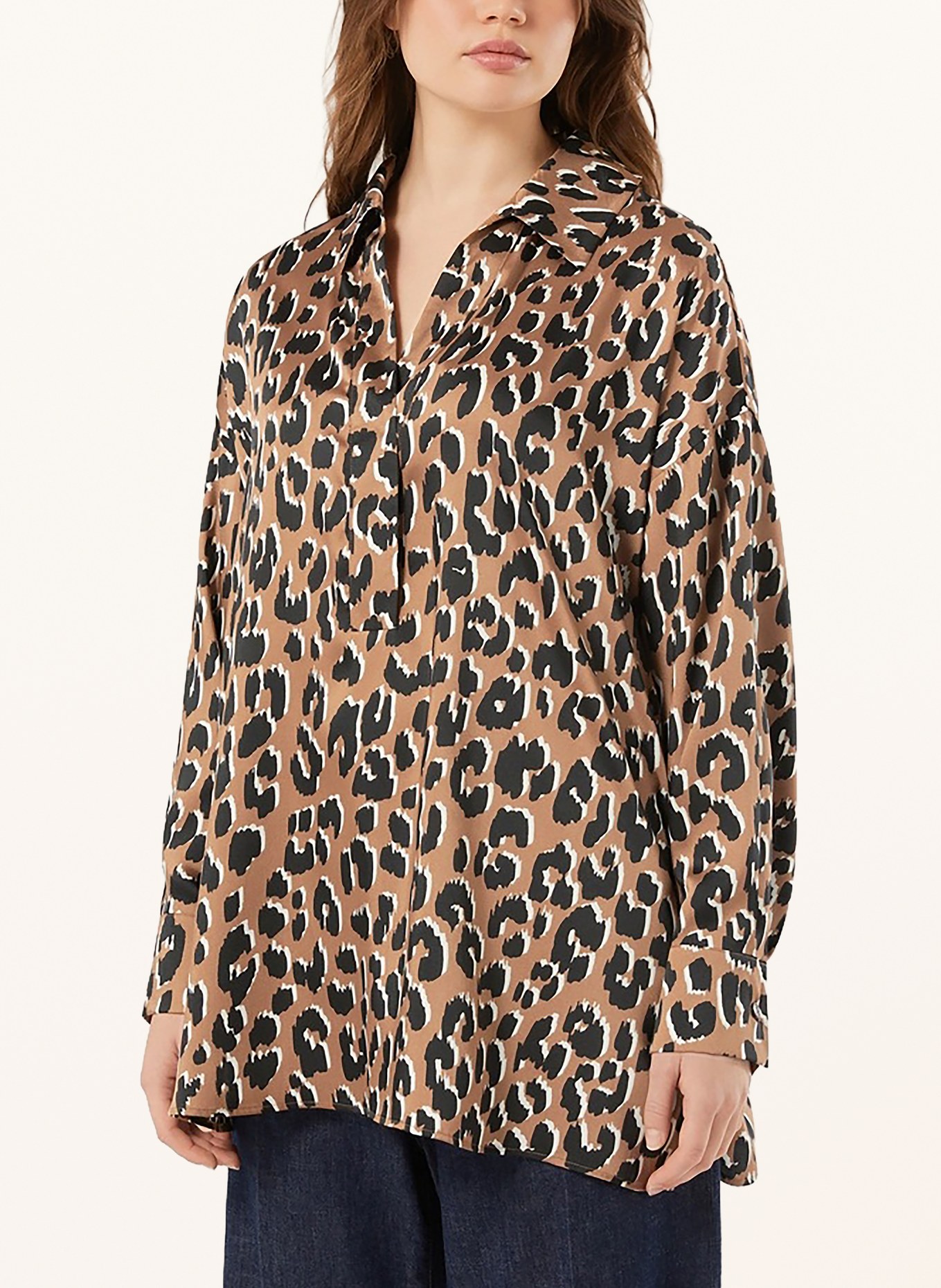 PERSONA MARINA RINALDI GHIANDOLA Satin Blouse: BROWN / WHITE / BLACK