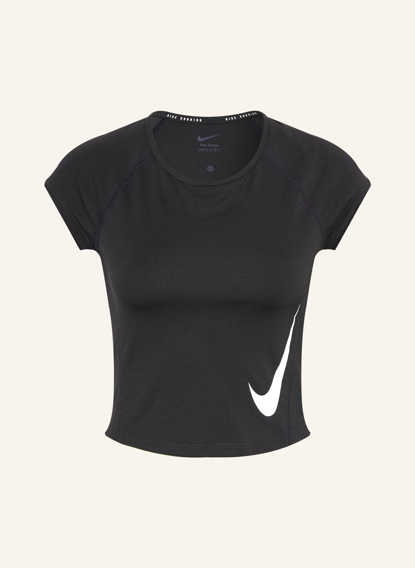 Nike T-shirt de course TEMPO SWOOSH: NOIR / BLANC