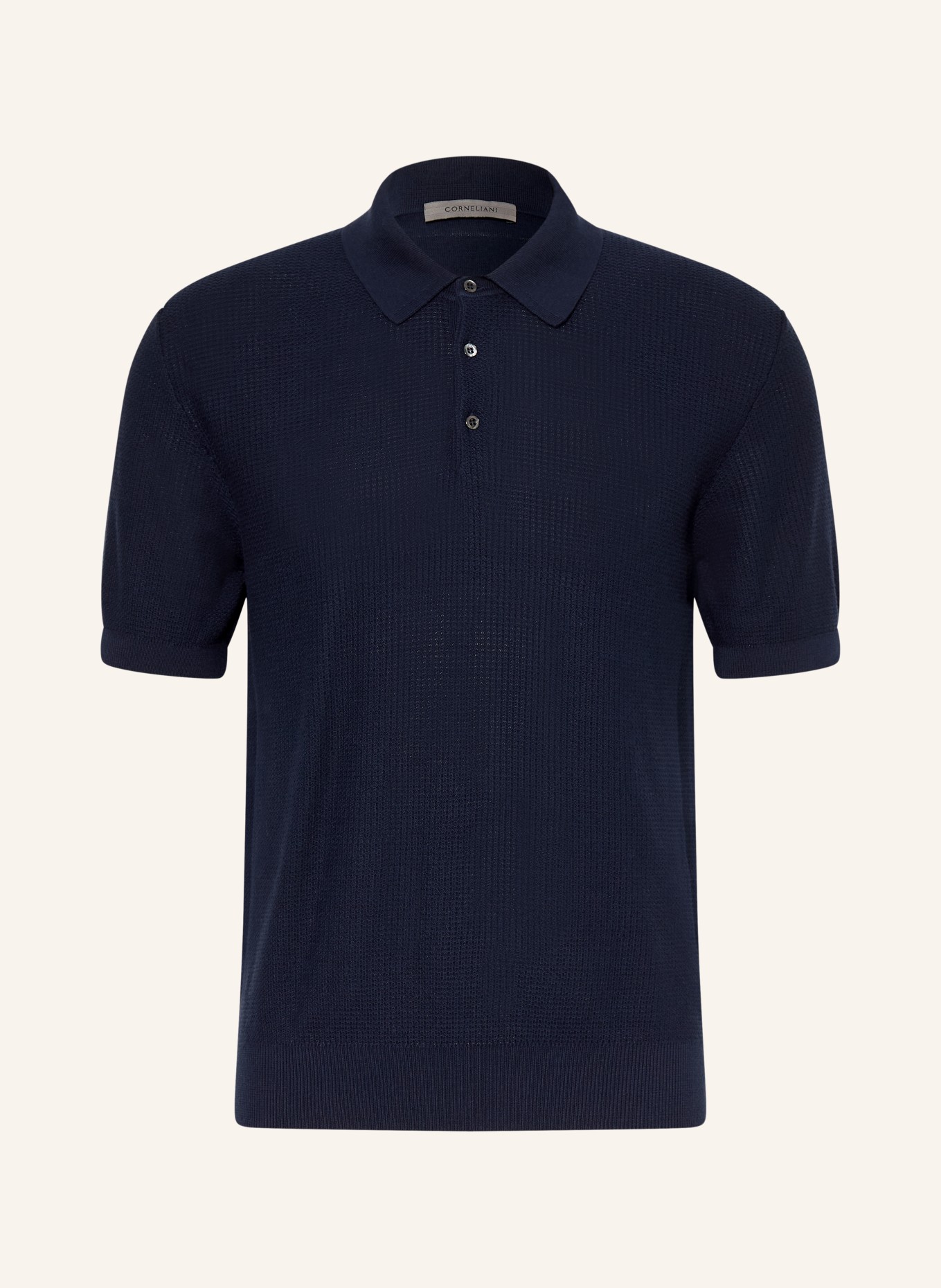 CORNELIANI Pletené polo tričko: TMAVĚ MODRÁ