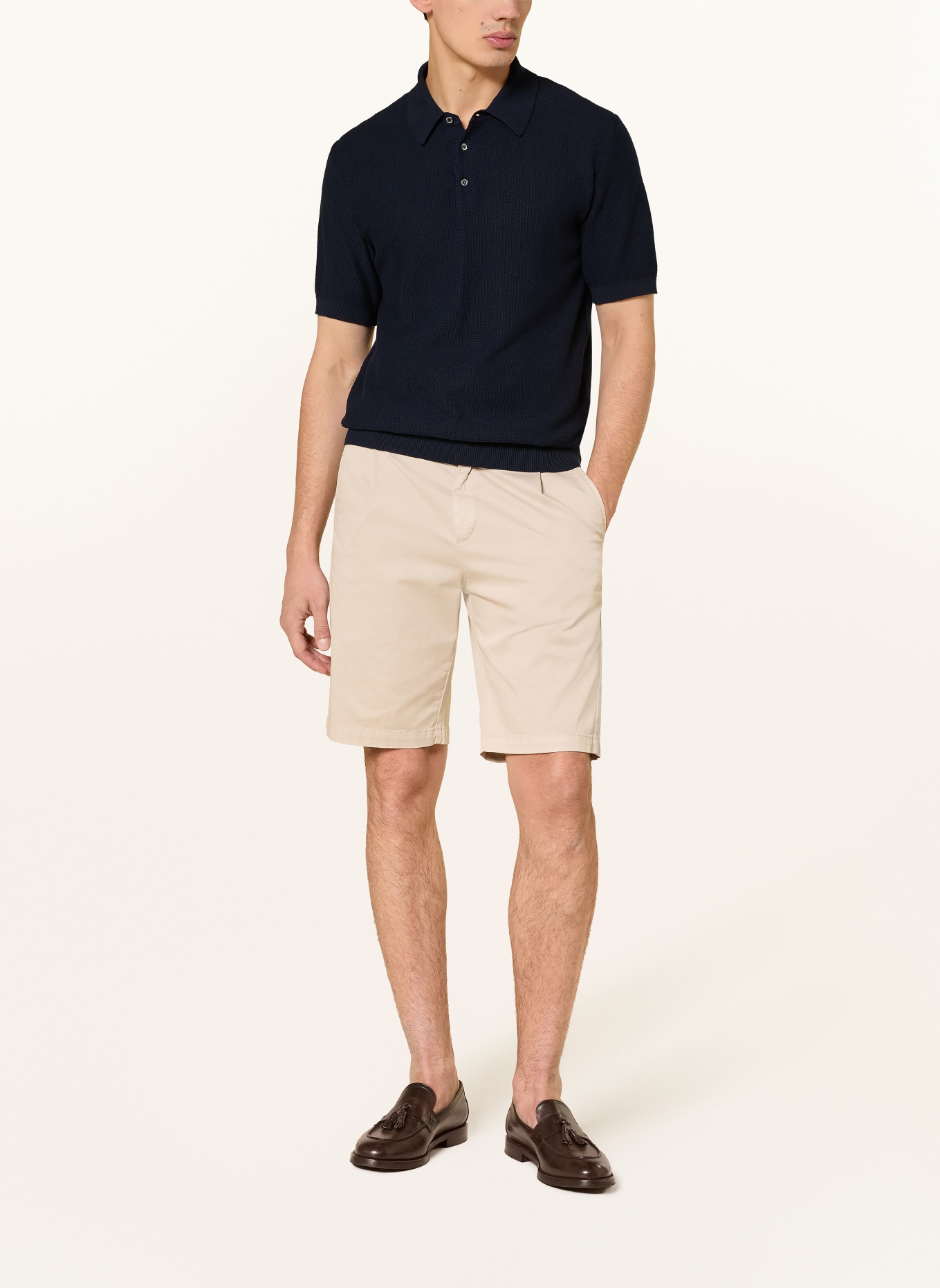 CORNELIANI Pletené polo tričko: TMAVĚ MODRÁ