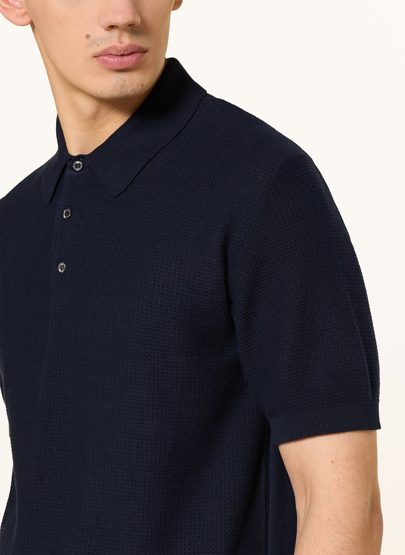 CORNELIANI Pletené polo tričko: TMAVĚ MODRÁ