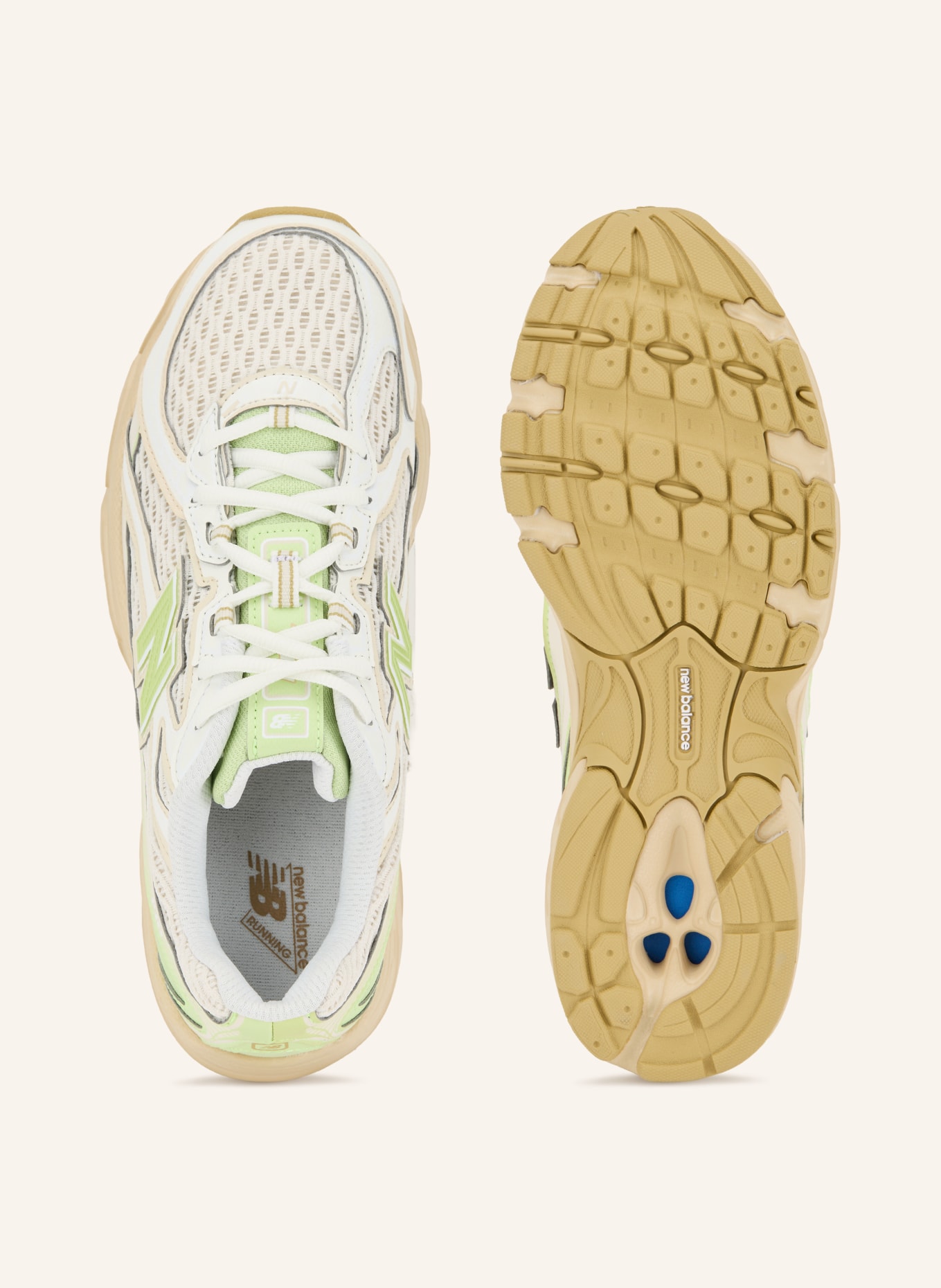 new balance Sneaker 740: BEIGE / LIGHT GREEN / WHITE