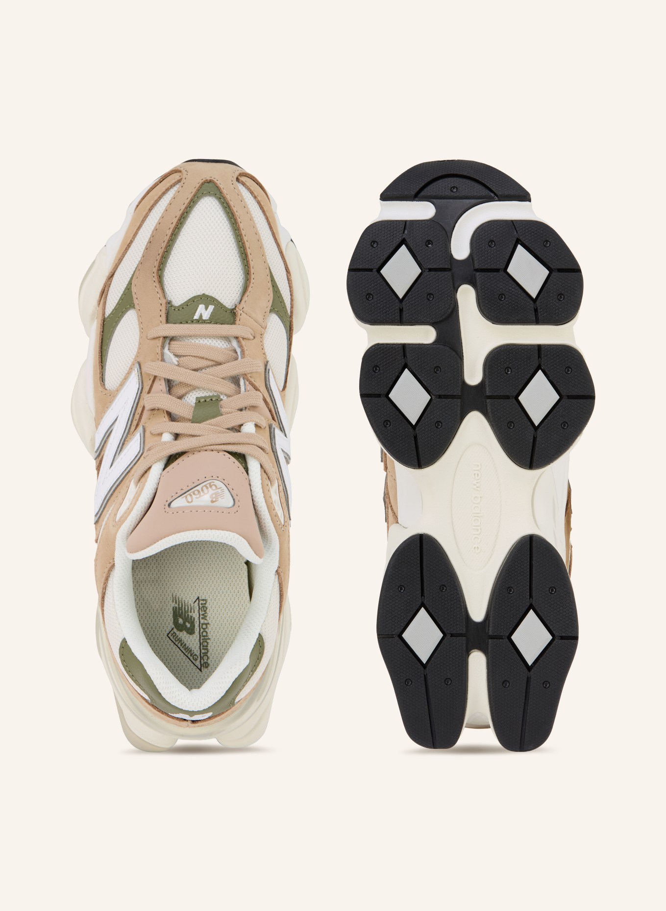 new balance Sneaker 9060: BEIGE / GREEN / WHITE