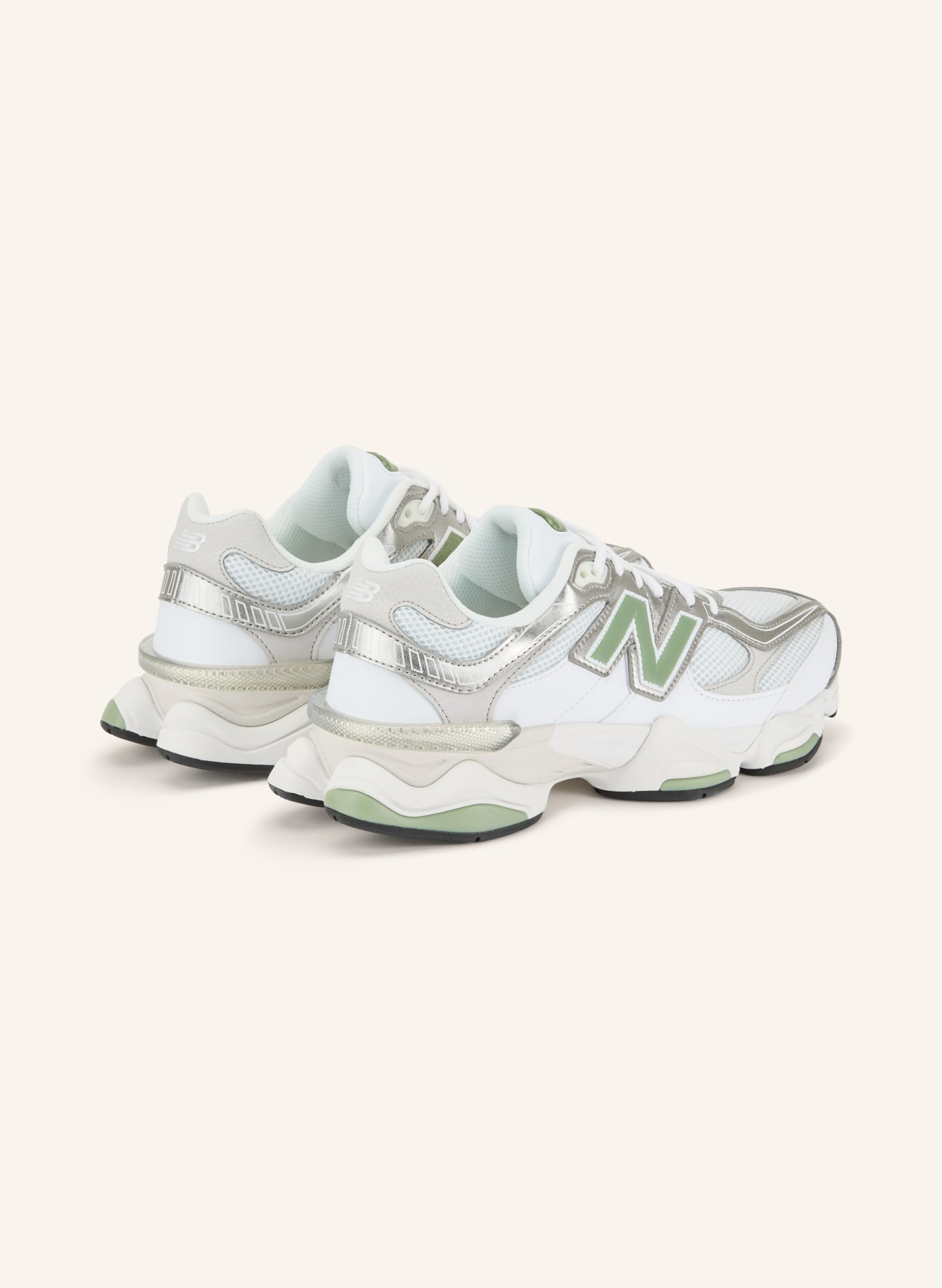 new balance Sneaker 9060: WHITE / SILVER / LIGHT GREEN