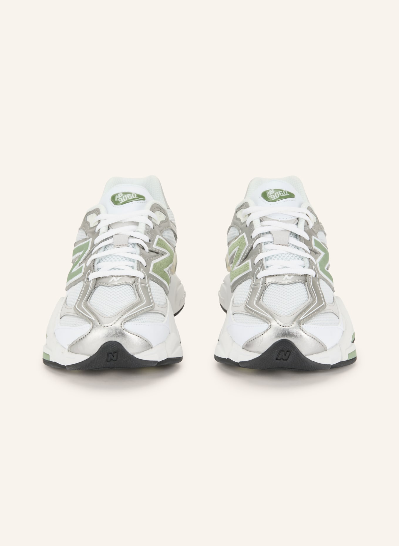 new balance Sneaker 9060: WHITE / SILVER / LIGHT GREEN