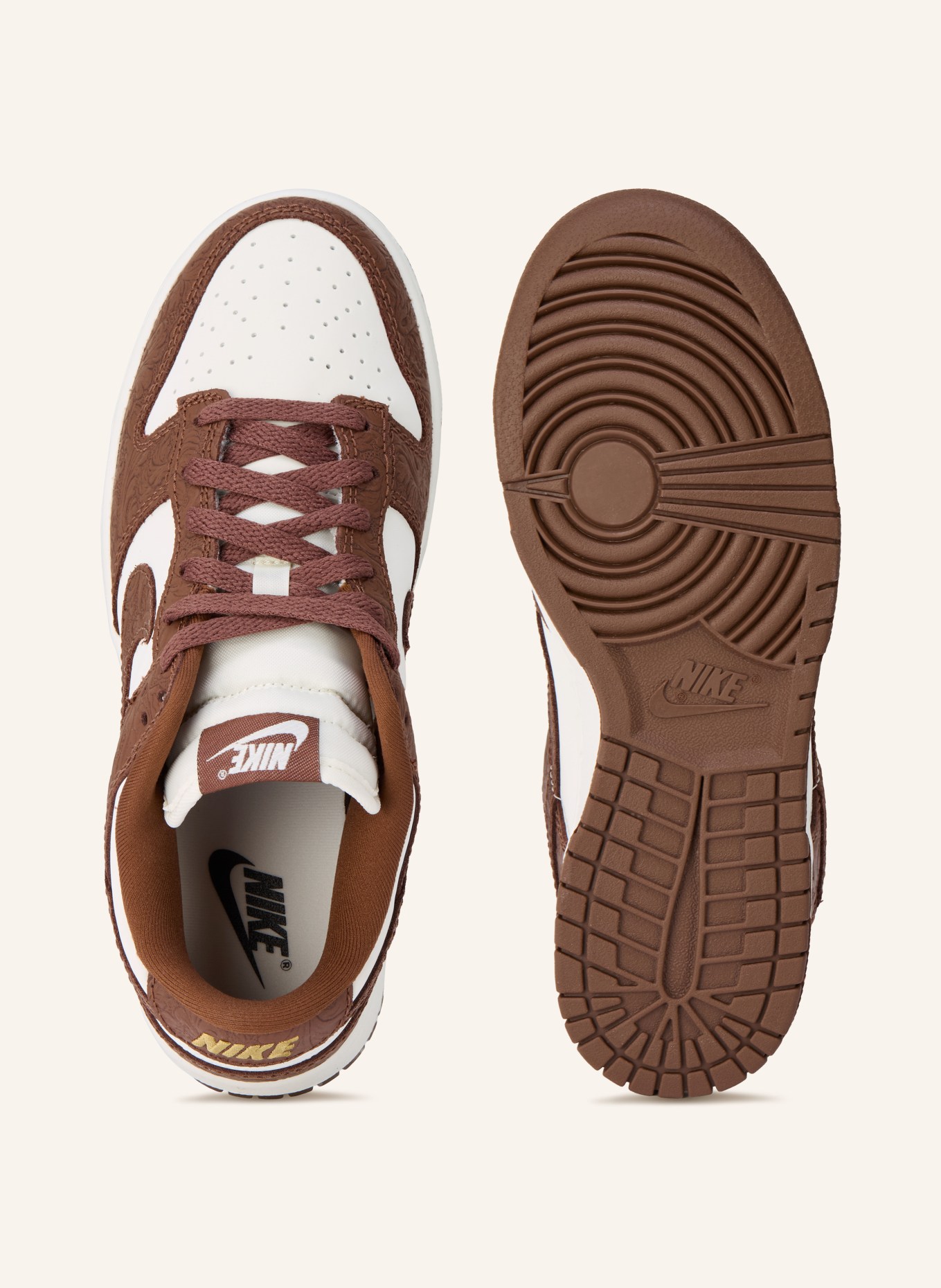 Nike DUNK LOW Sneakers: BROWN / WHITE