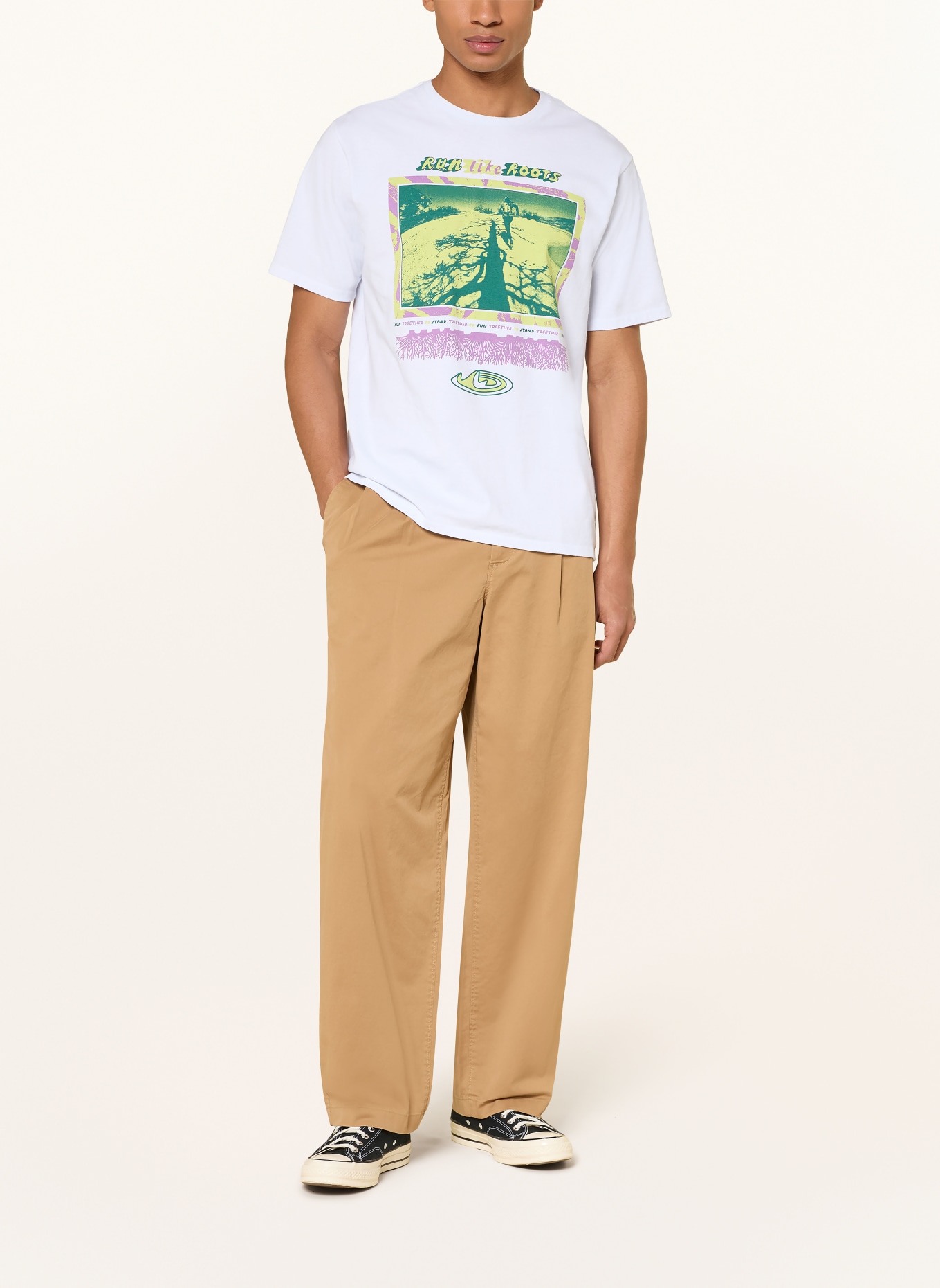 patagonia Tričko RUN LIKE ROOTS RESPONSIBILI-TEE: BÍLÁ