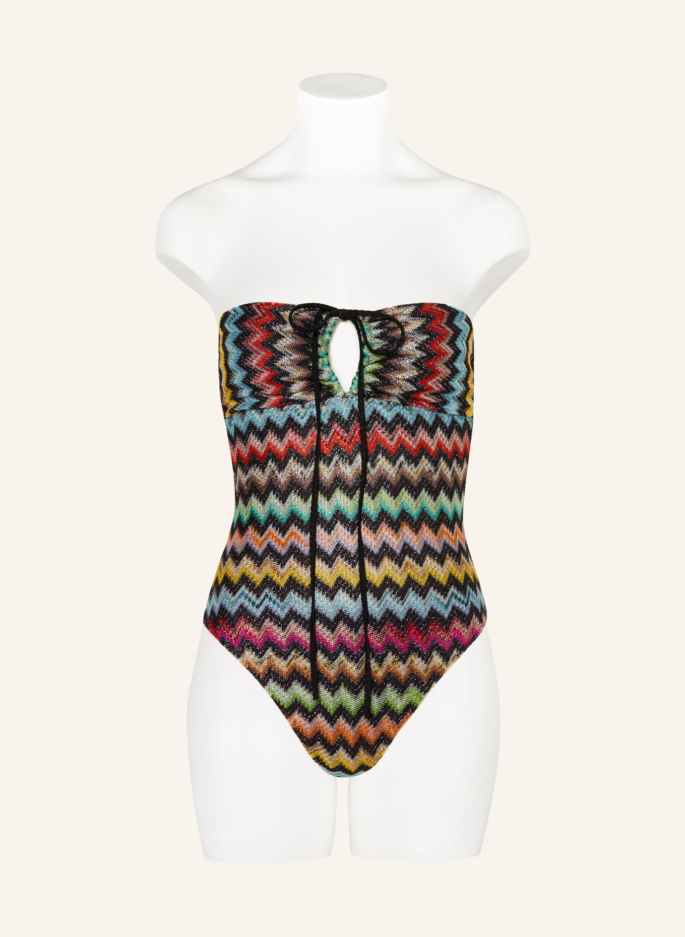MISSONI Halter-neck swimsuit: BLACK / ORANGE / YELLOW