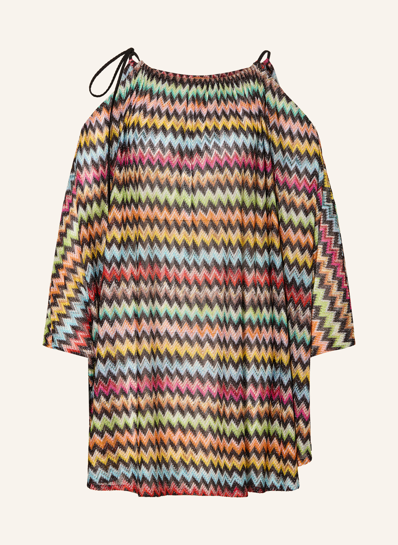 MISSONI Plážové šaty s třpytivou přízí: ČERNÁ / ORANŽOVÁ / SVĚTLE ZELENÁ