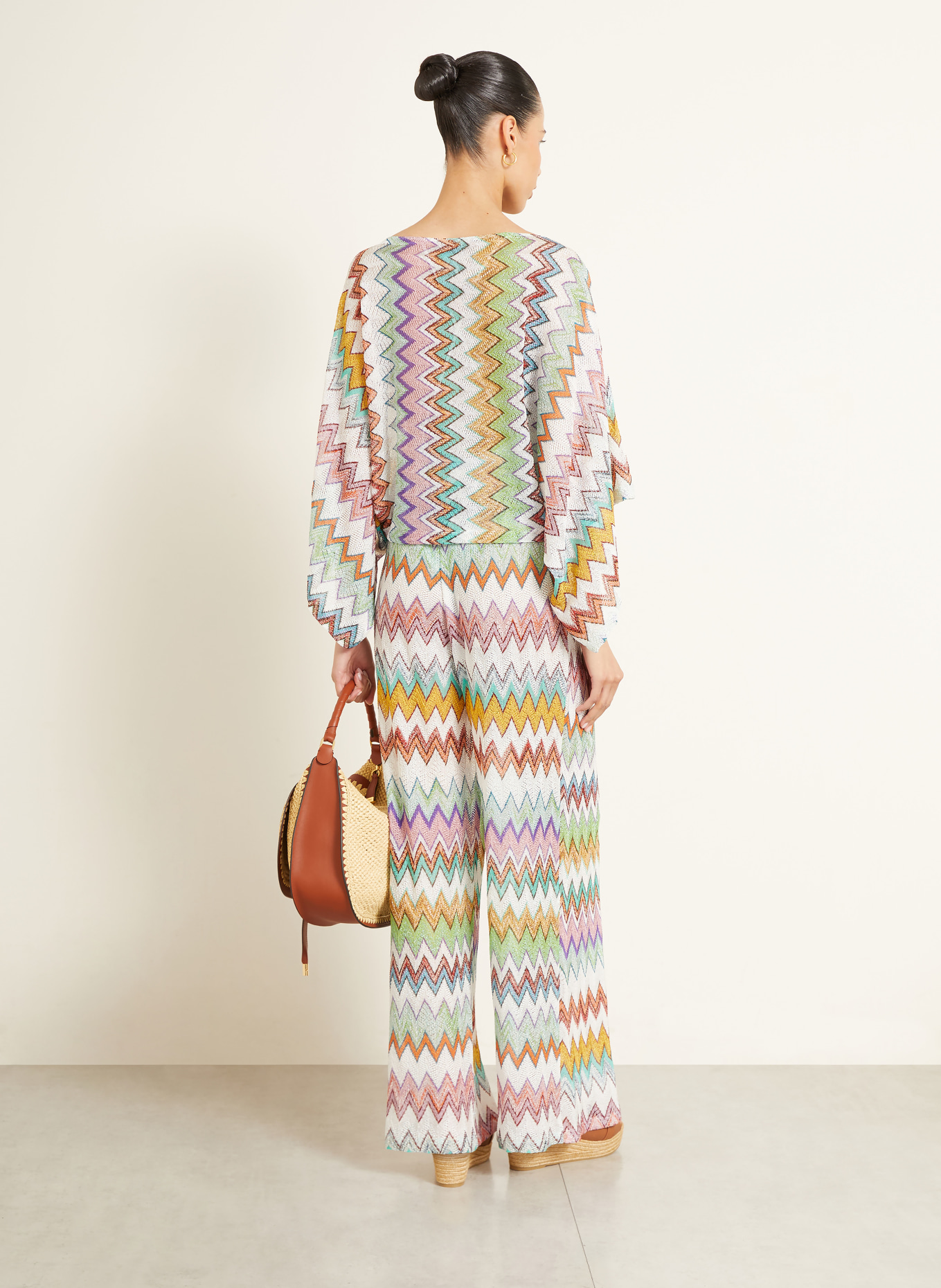 MISSONI Poncho with glitter yarn: WHITE / PURPLE / DARK YELLOW