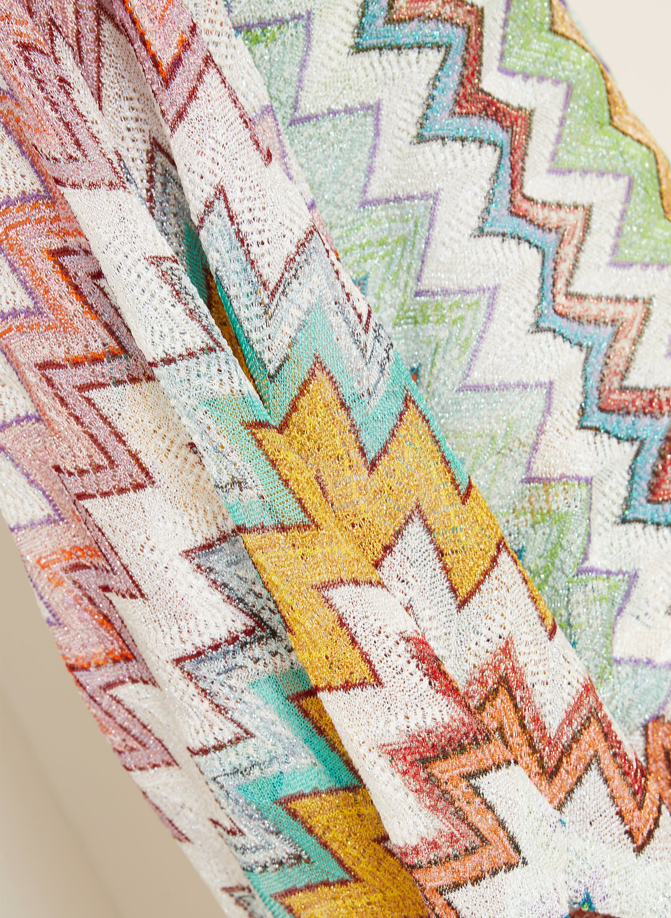 MISSONI Poncho with glitter yarn: WHITE / PURPLE / DARK YELLOW