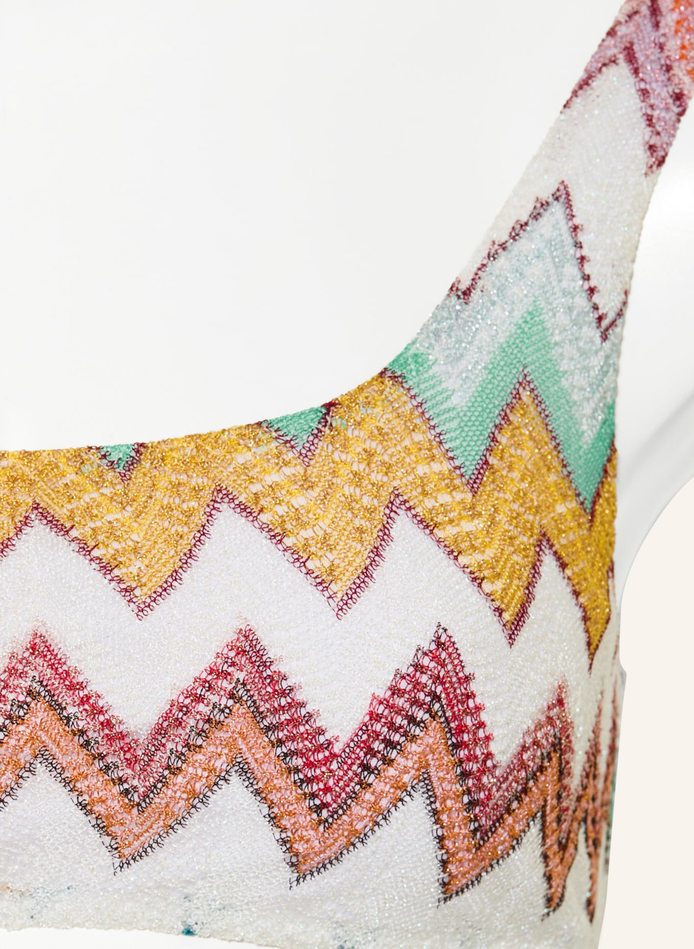 MISSONI One-Shoulder-Bikini mit Glitzergarn: ORANGE / HELLGRÜN / WEISS