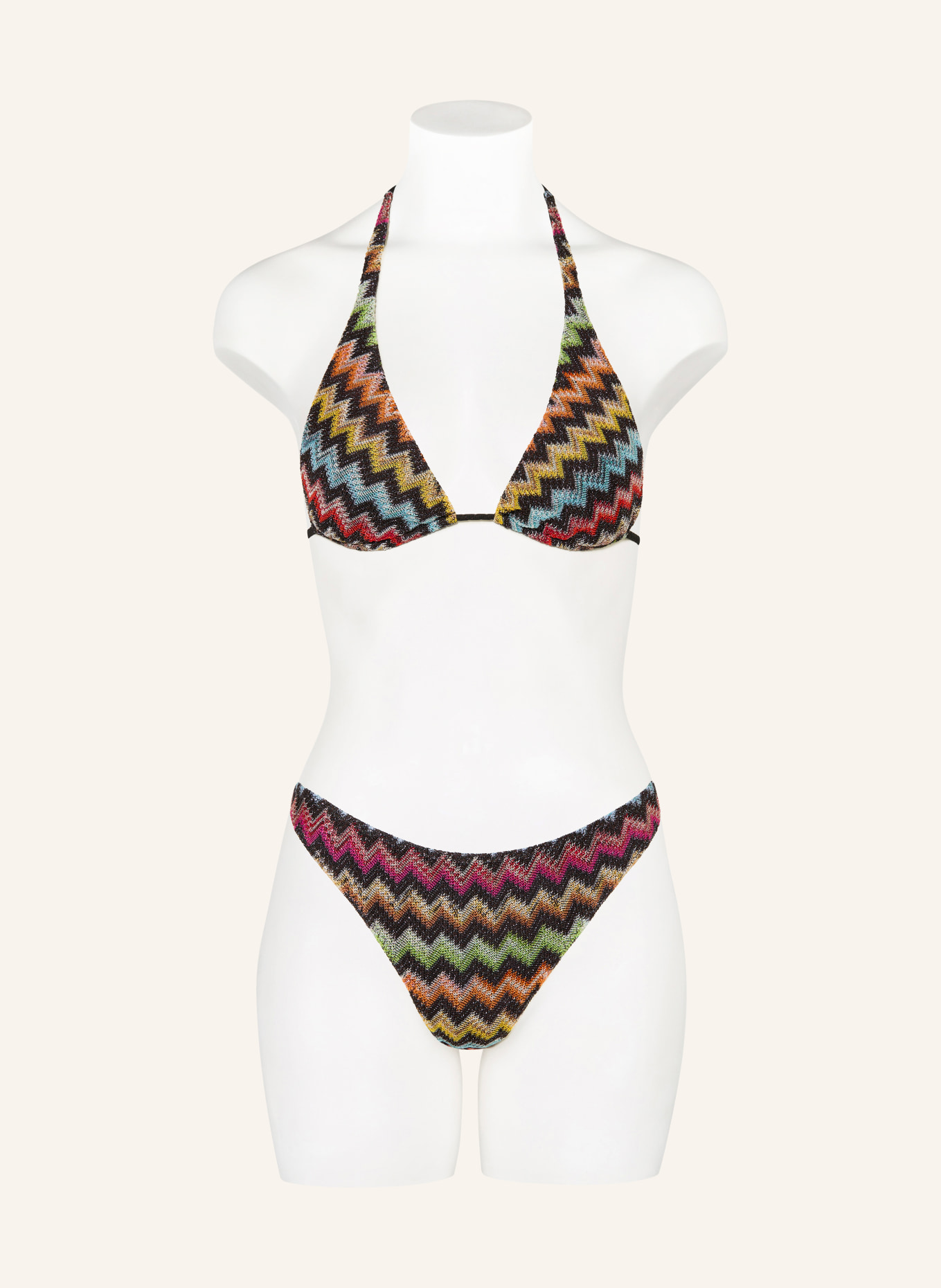 MISSONI Triangle bikini with glitter thread: BLACK / ORANGE / YELLOW