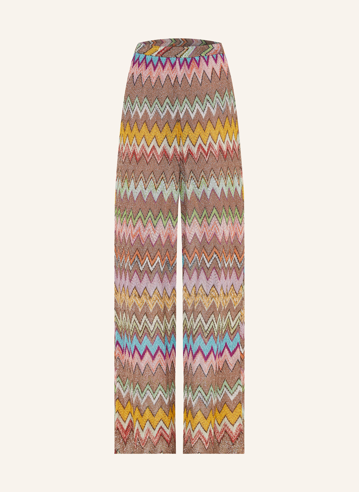 MISSONI Strickhose mit Glitzergarn: BRAUN / ROT / GELB