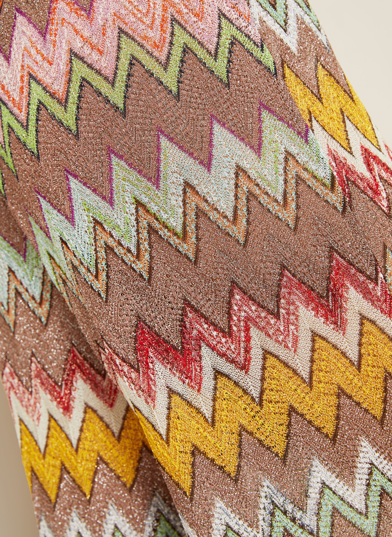 MISSONI Strickhose mit Glitzergarn: BRAUN / ROT / GELB