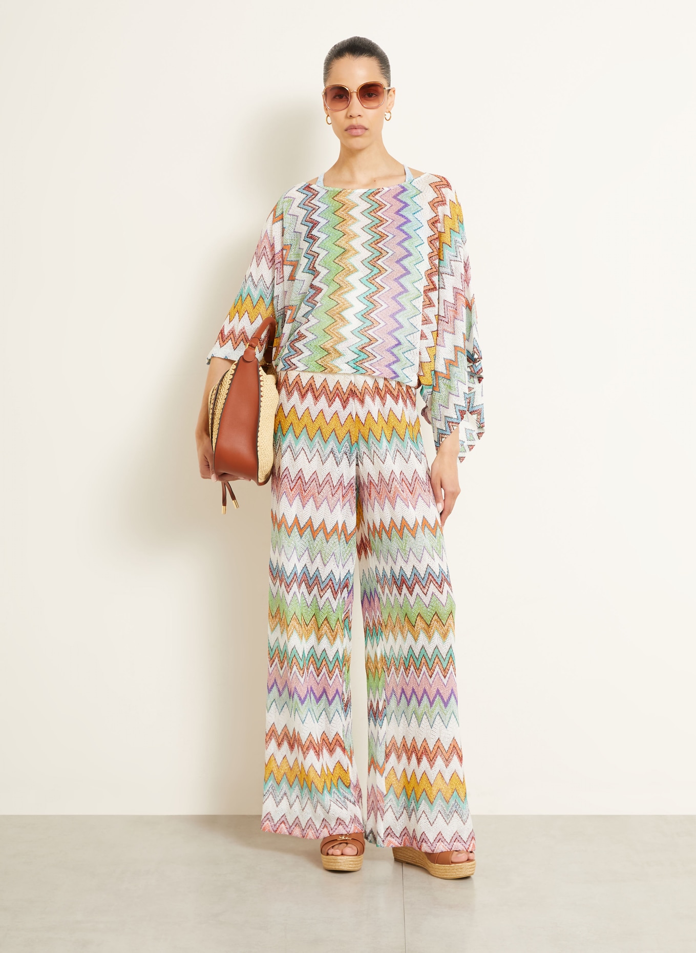 MISSONI Strickhose mit Glitzergarn: WEISS / LILA / MINT