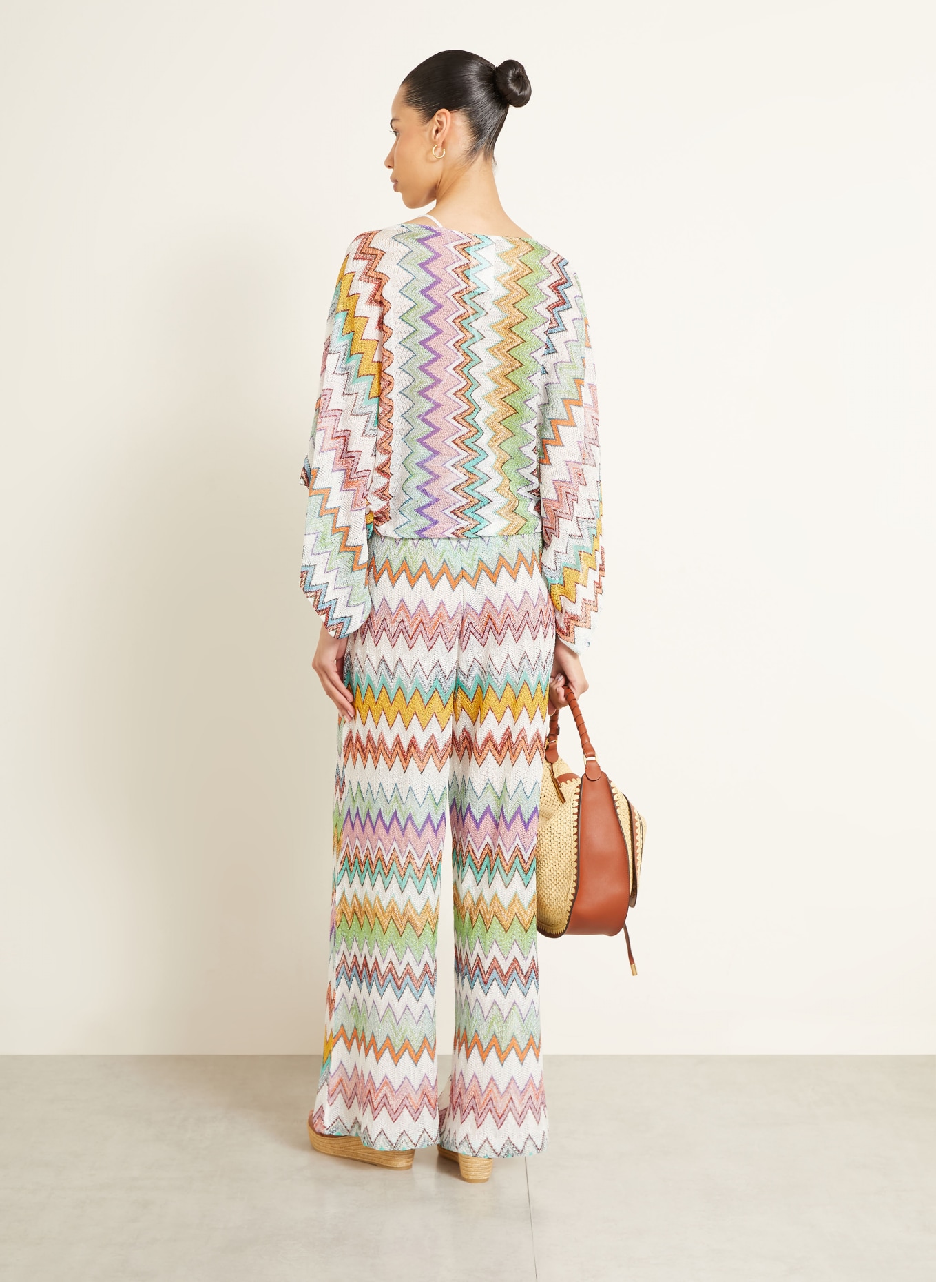 MISSONI Strickhose mit Glitzergarn: WEISS / LILA / MINT