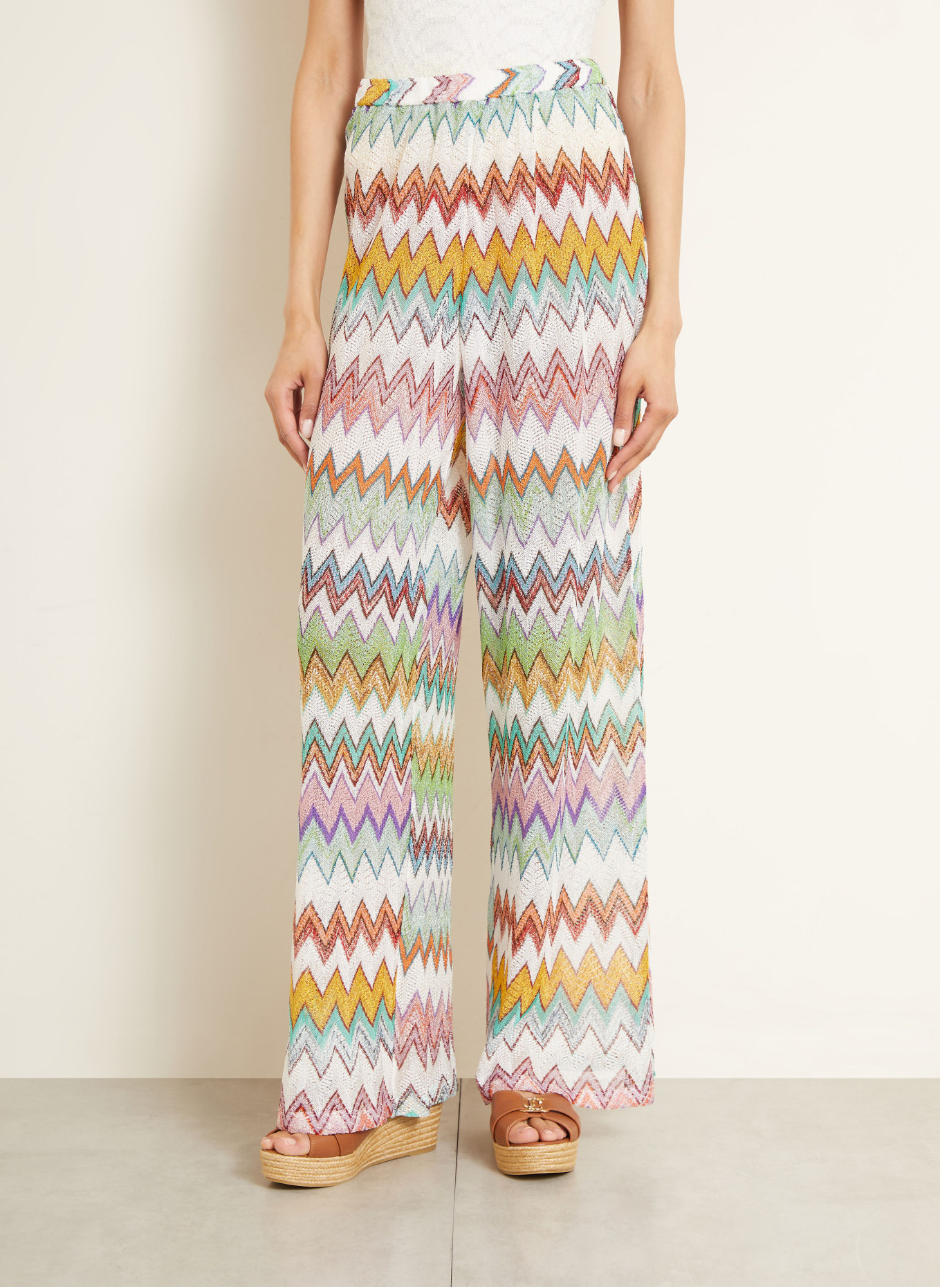 MISSONI Strickhose mit Glitzergarn: WEISS / LILA / MINT