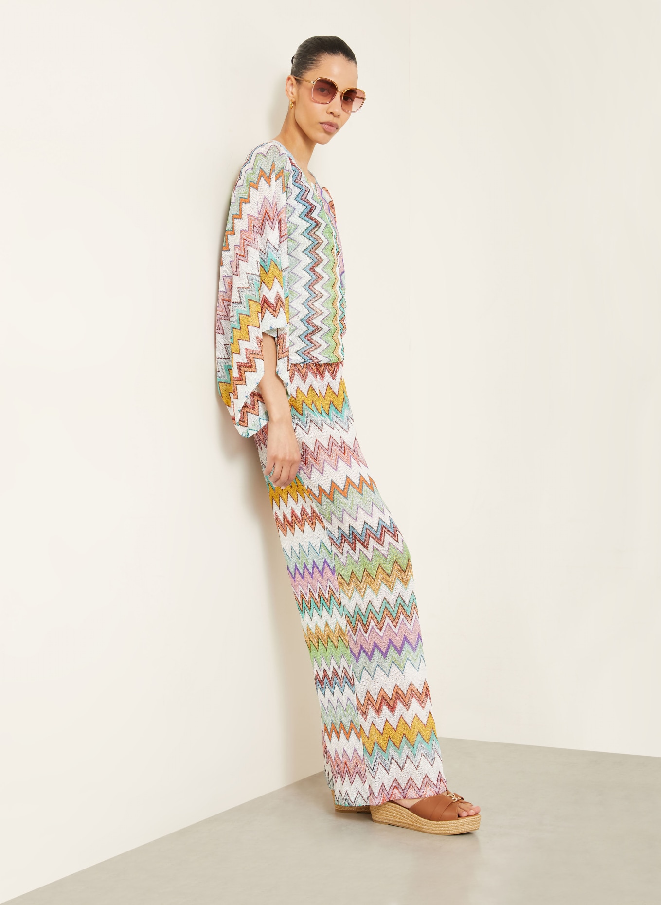 MISSONI Strickhose mit Glitzergarn: WEISS / LILA / MINT