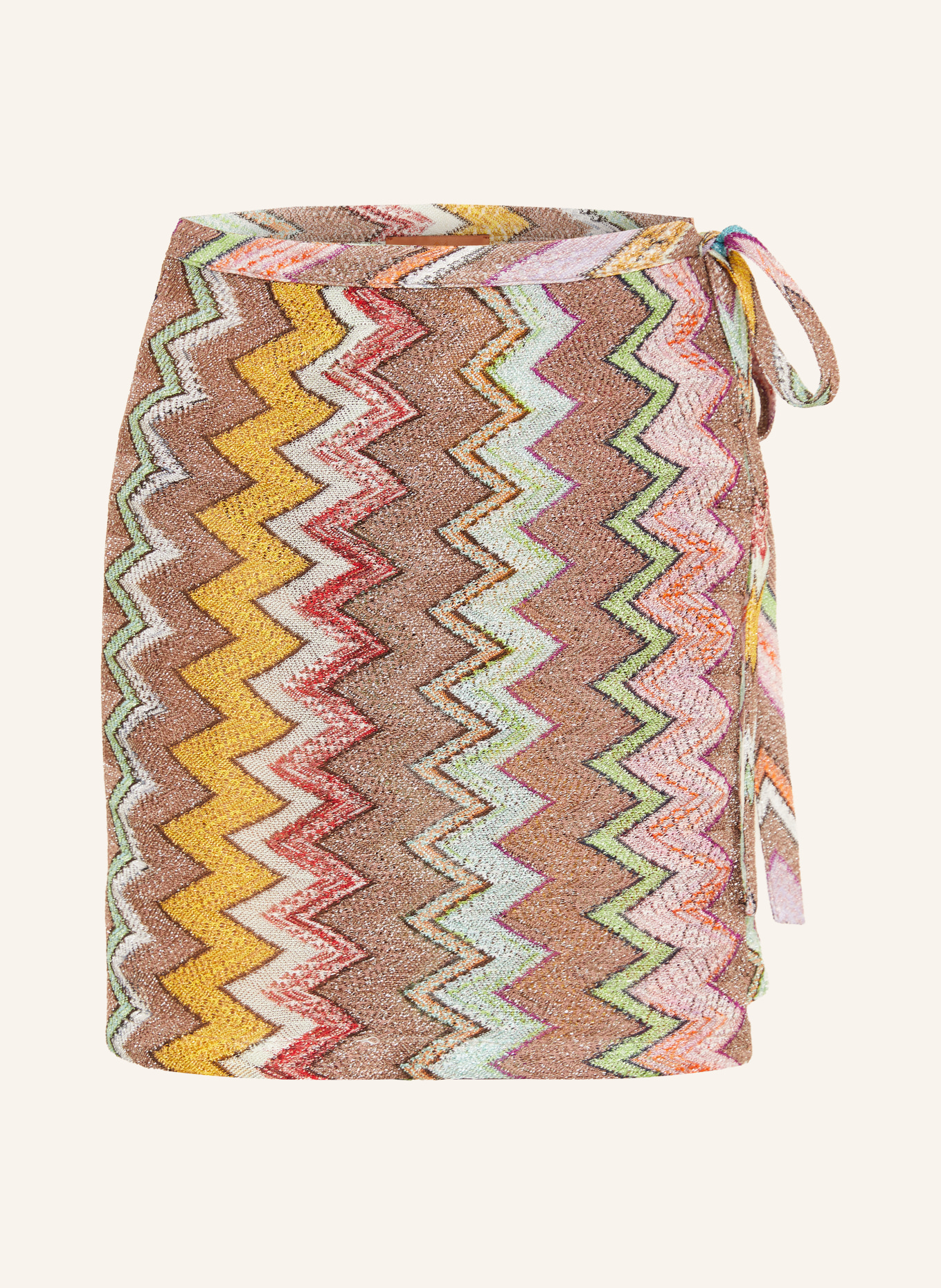 MISSONI Wickelrock mit Glitzergarn: BRAUN / LILA / DUNKELGELB