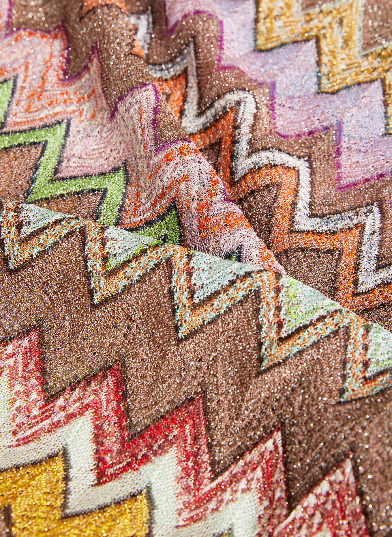 MISSONI Wickelrock mit Glitzergarn: BRAUN / LILA / DUNKELGELB