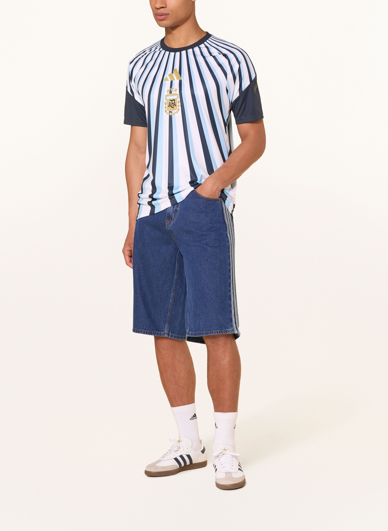 adidas Warmlooptrui ARGENTINIË 26 THUIS: WIT / LICHTBLAUW / DONKERBLAUW