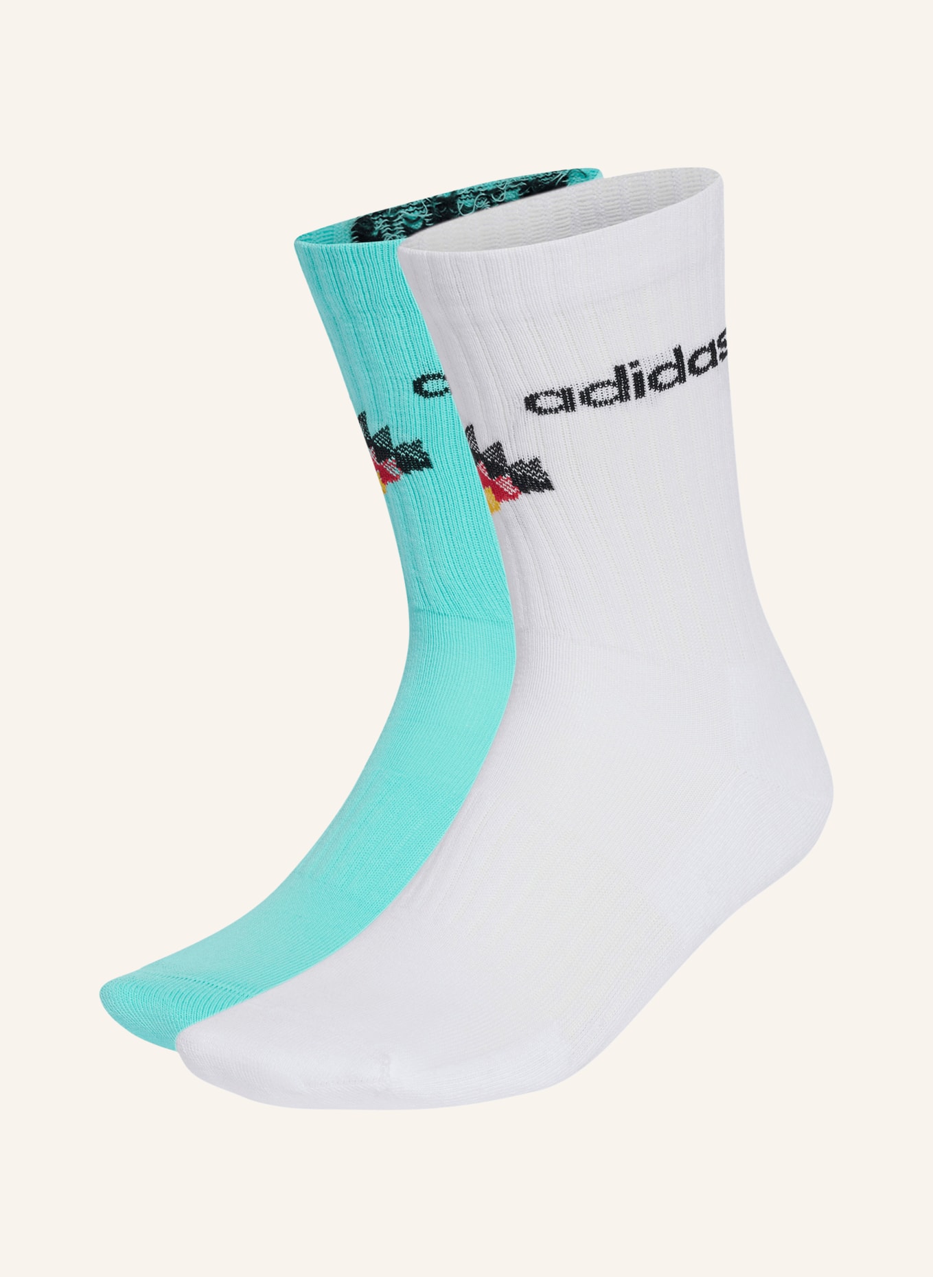 adidas Balení 2 párů ponožek: BÍLÁ / TYRKYSOVÁ / ČERNÁ