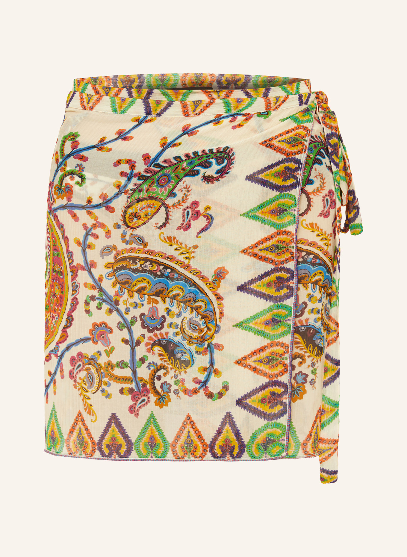 ETRO Pareo mit Plissees: WEISS / DUNKELLILA / ORANGE