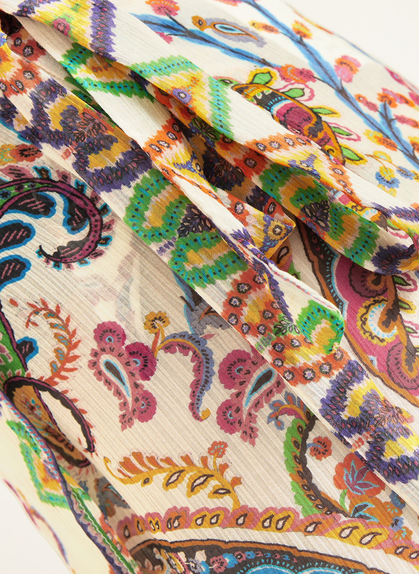 ETRO Pareo mit Plissees: WEISS / DUNKELLILA / ORANGE