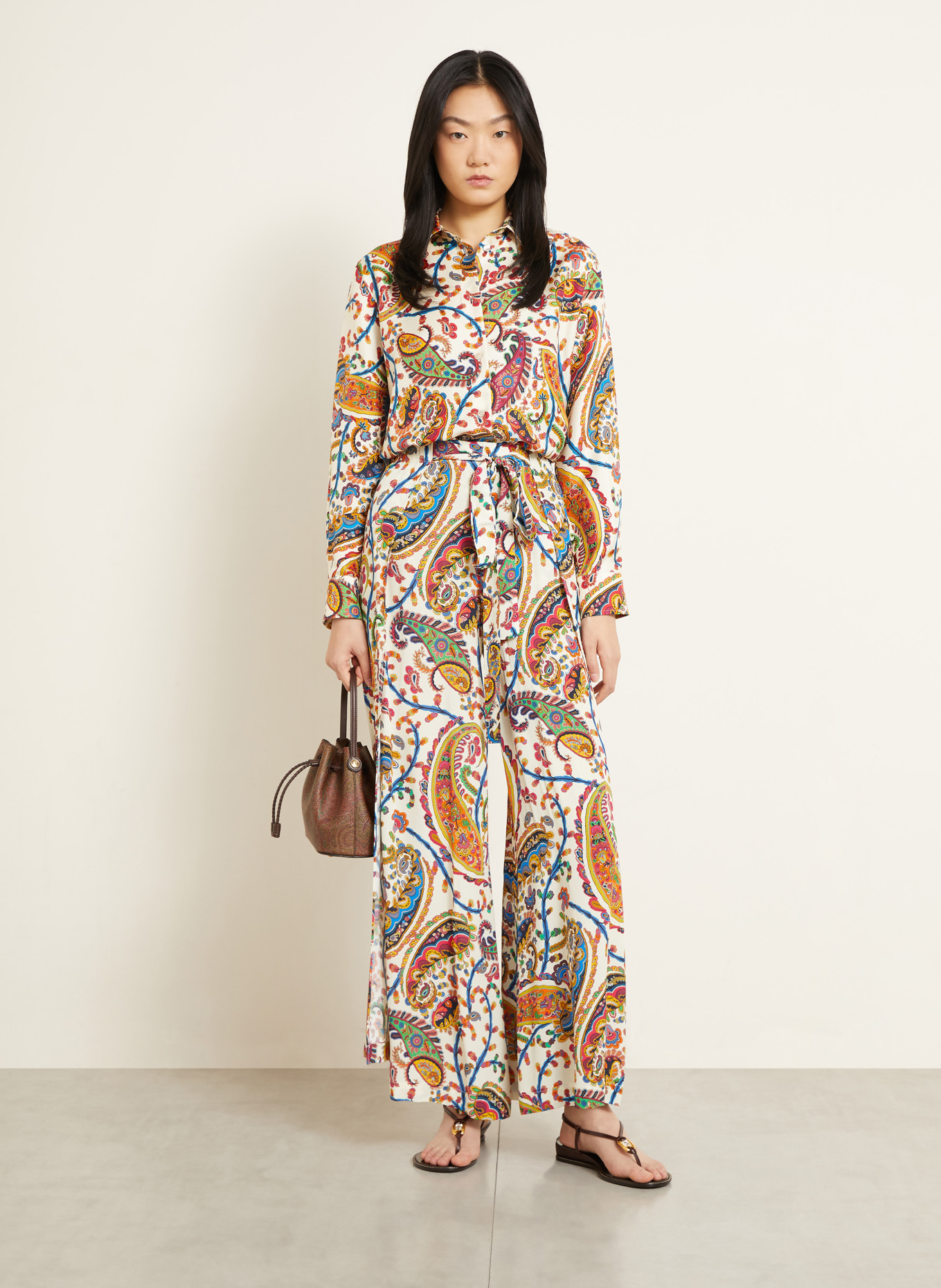 ETRO Marlenehose: WEISS / PINK / ORANGE