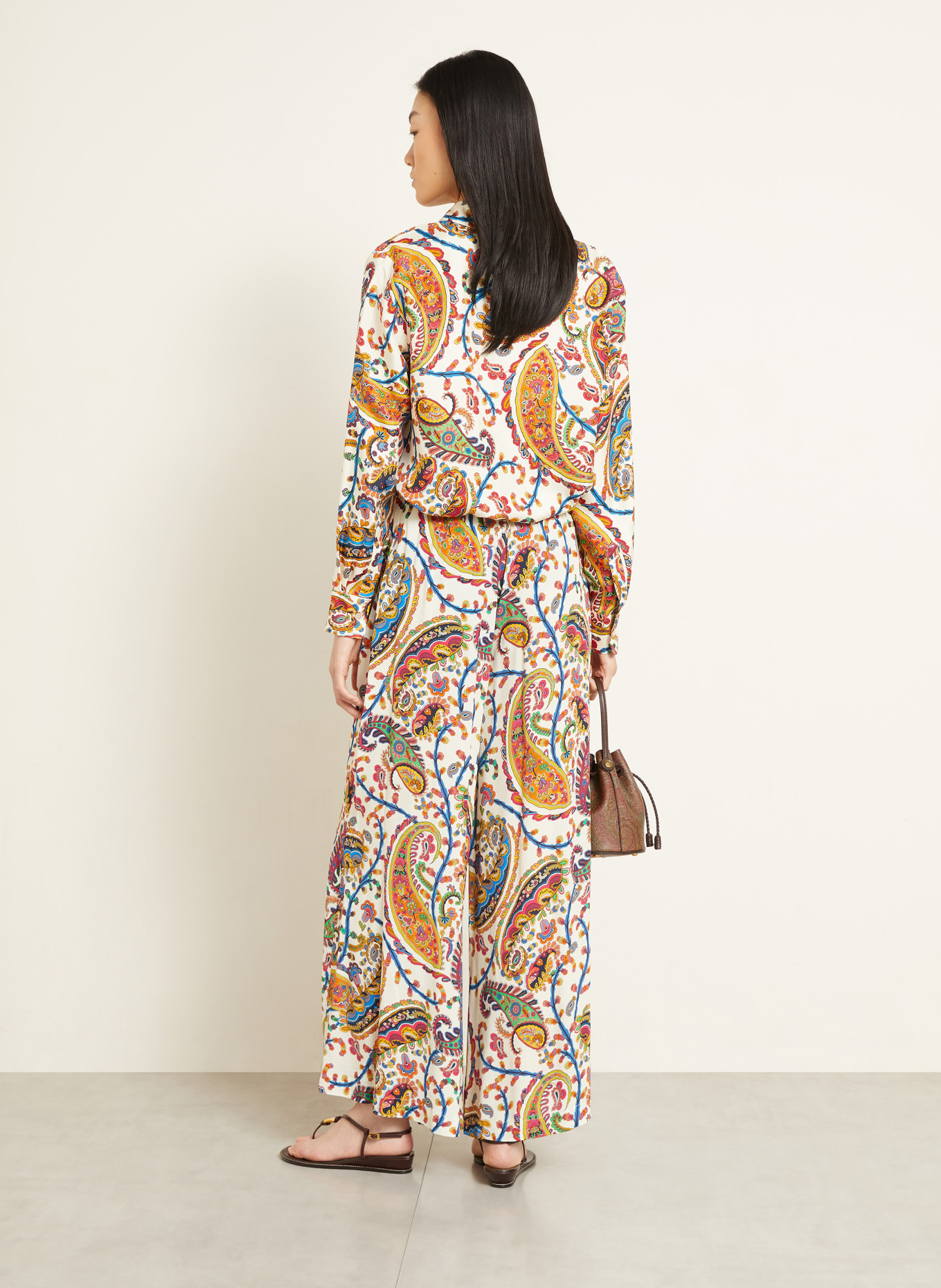 ETRO Marlenehose: WEISS / PINK / ORANGE