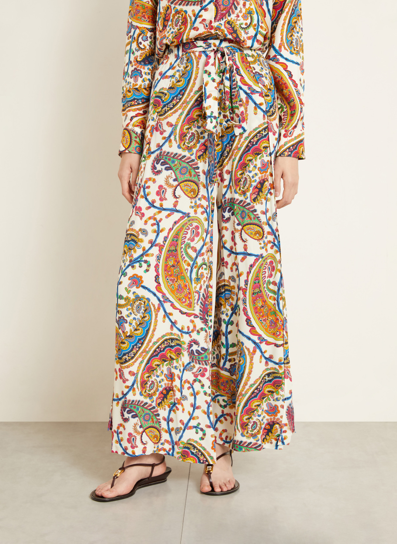 ETRO Marlenehose: WEISS / PINK / ORANGE