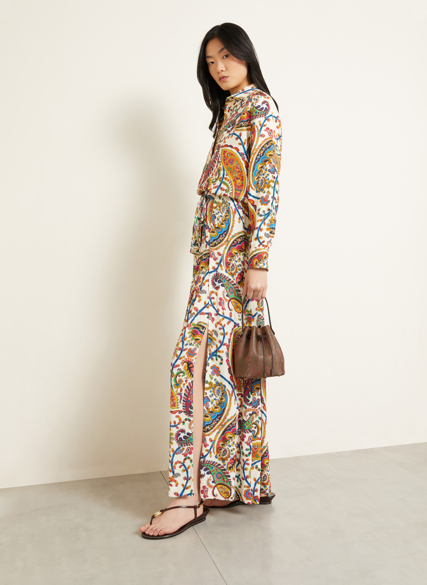 ETRO Marlenehose: WEISS / PINK / ORANGE