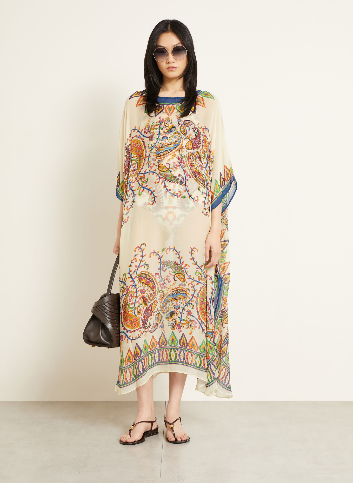ETRO Robe de plage: CRÈME / VERT / BLEU FONCÉ
