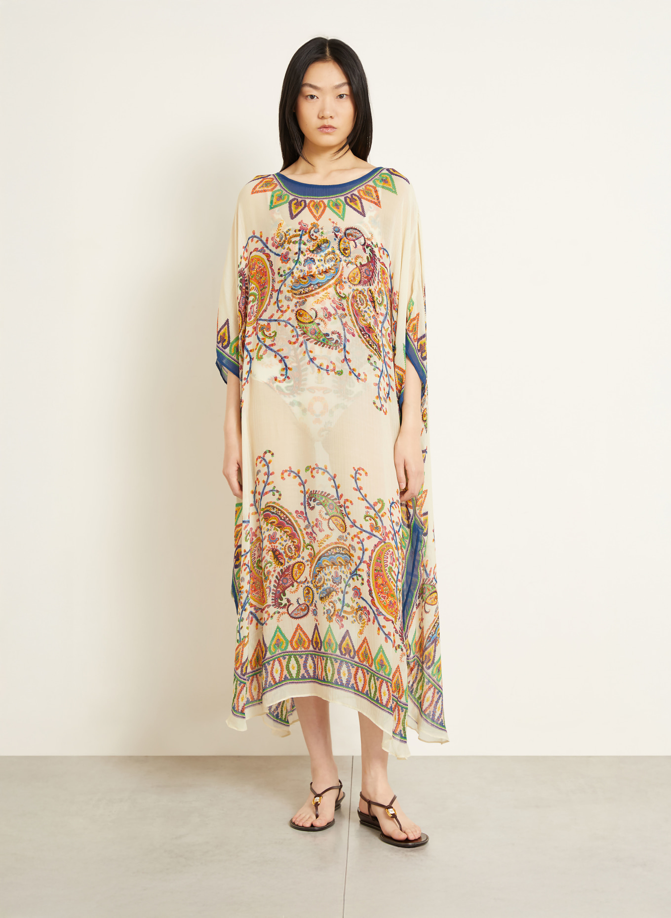 ETRO Robe de plage: CRÈME / VERT / BLEU FONCÉ