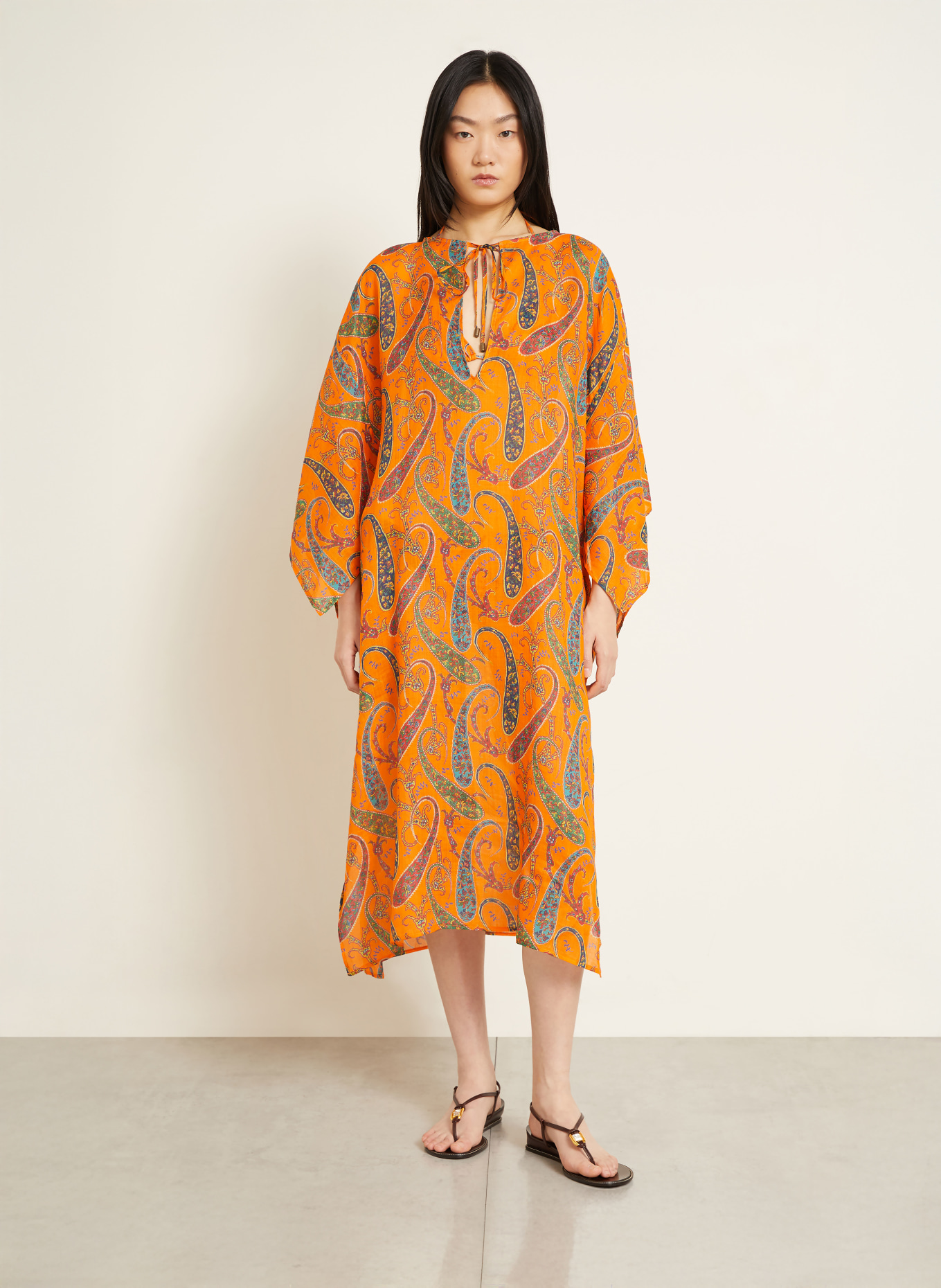 ETRO Robe de plage: ORANGE / VERT / BLEU PÉTROLE