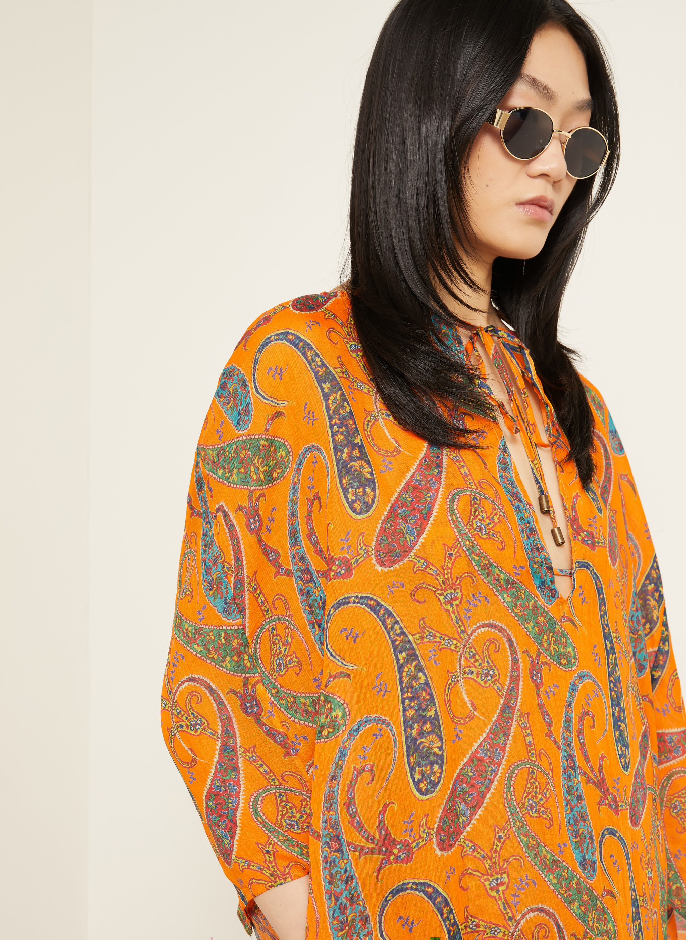 ETRO Robe de plage: ORANGE / VERT / BLEU PÉTROLE