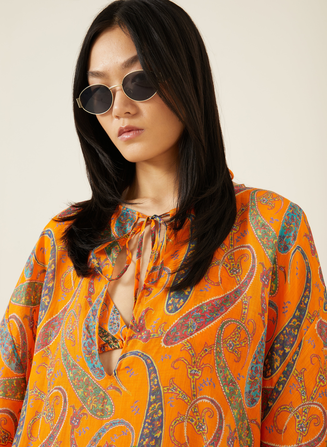 ETRO Robe de plage: ORANGE / VERT / BLEU PÉTROLE