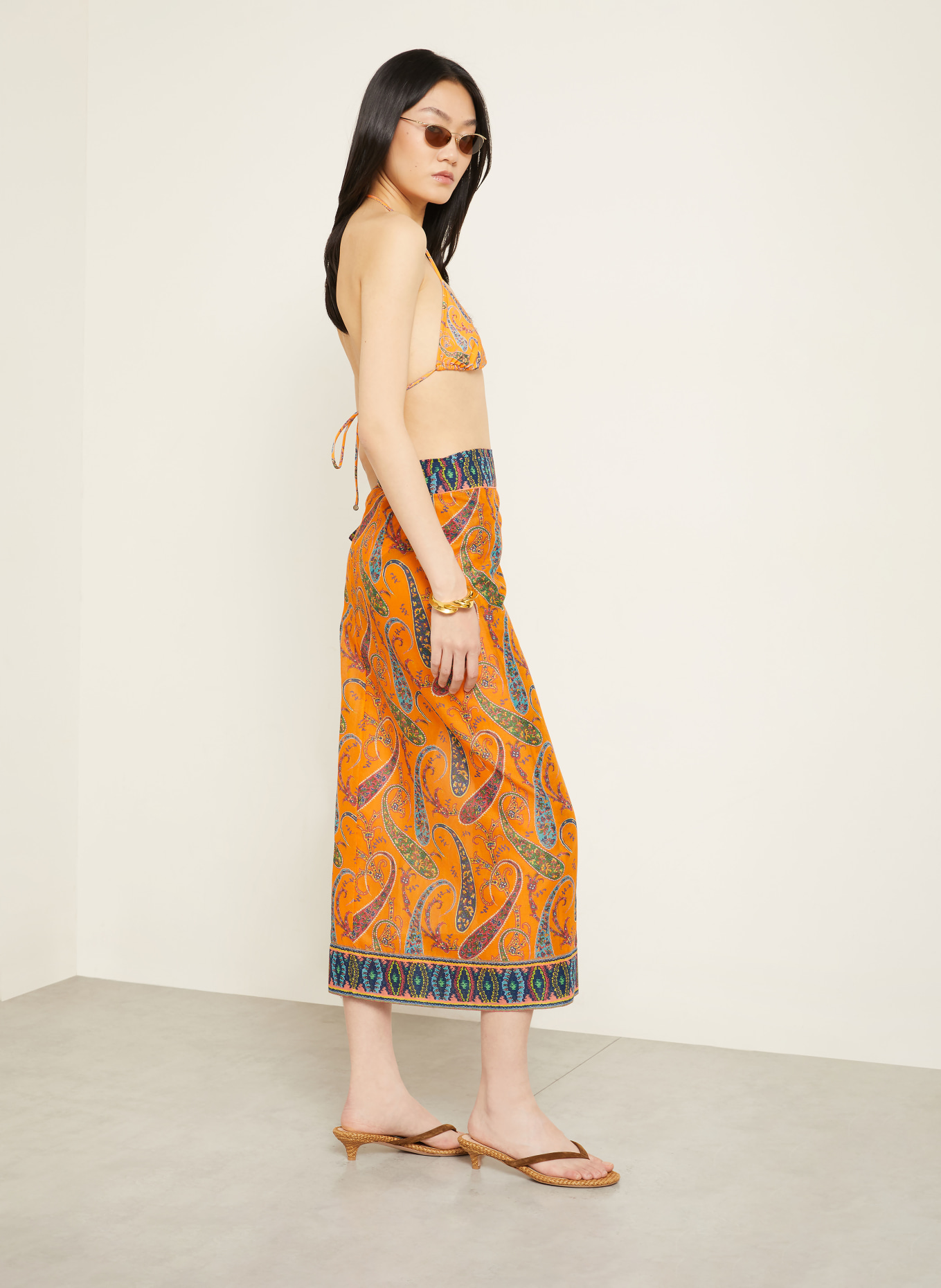 ETRO Pareo: ORANGE / GRÜN / DUNKELBLAU