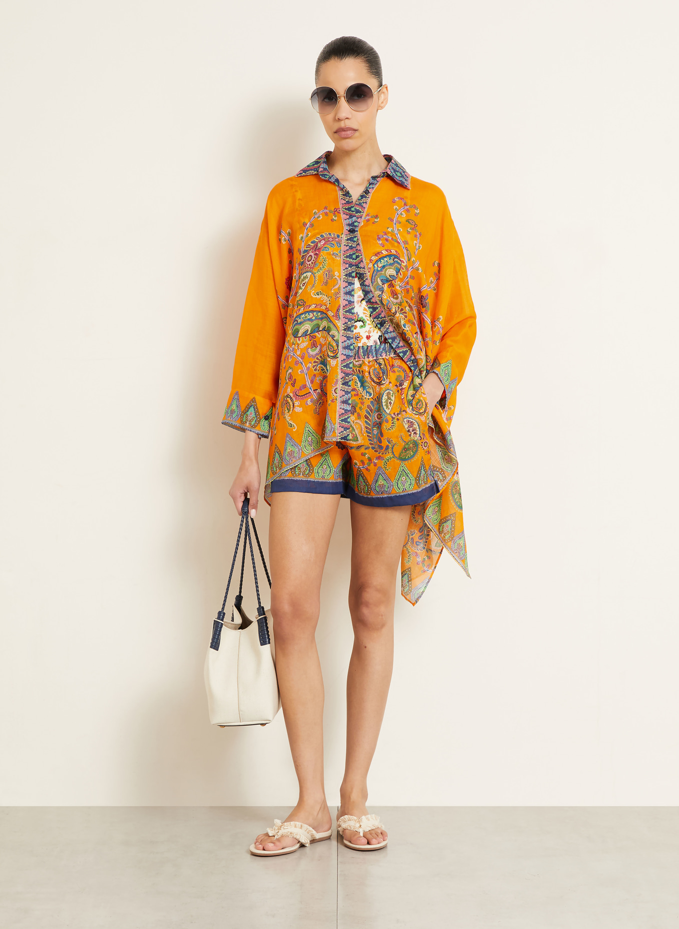 ETRO Hemdbluse mit 3/4-Arm: ORANGE / ROSA / BLAU