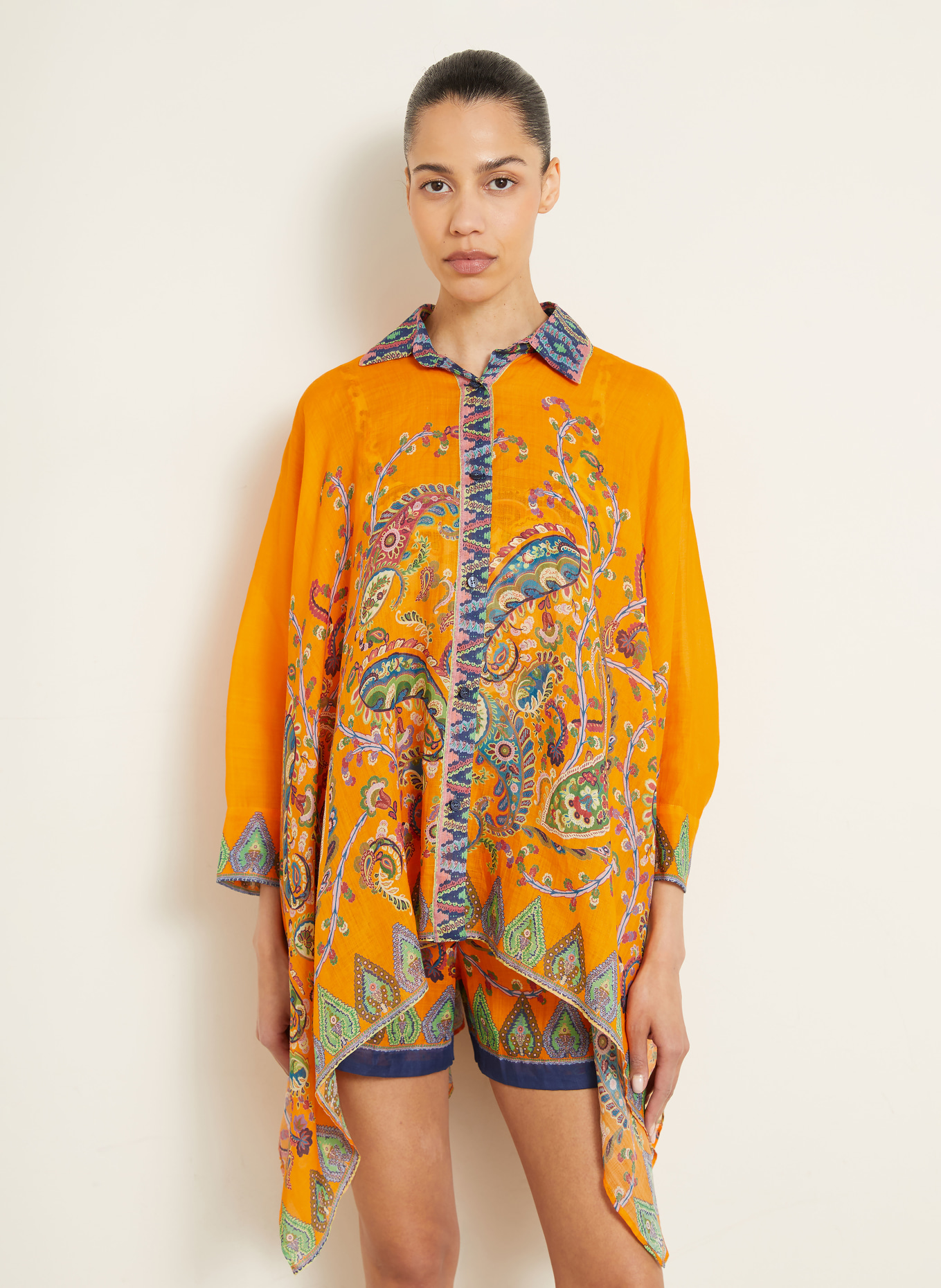 ETRO Hemdbluse mit 3/4-Arm: ORANGE / ROSA / BLAU