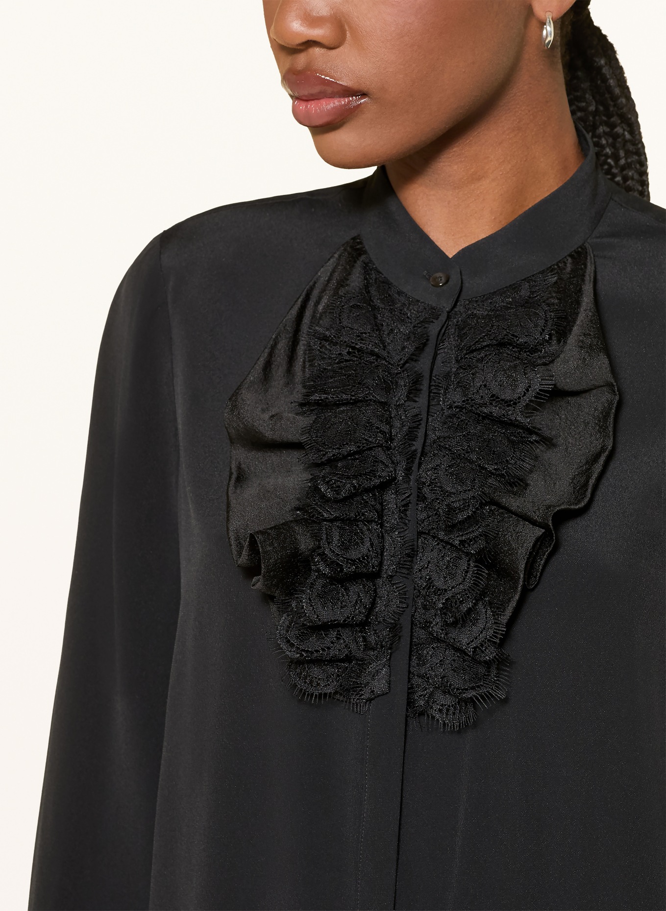 LUISA CERANO Blouse en soie avec col amovible: NOIR
