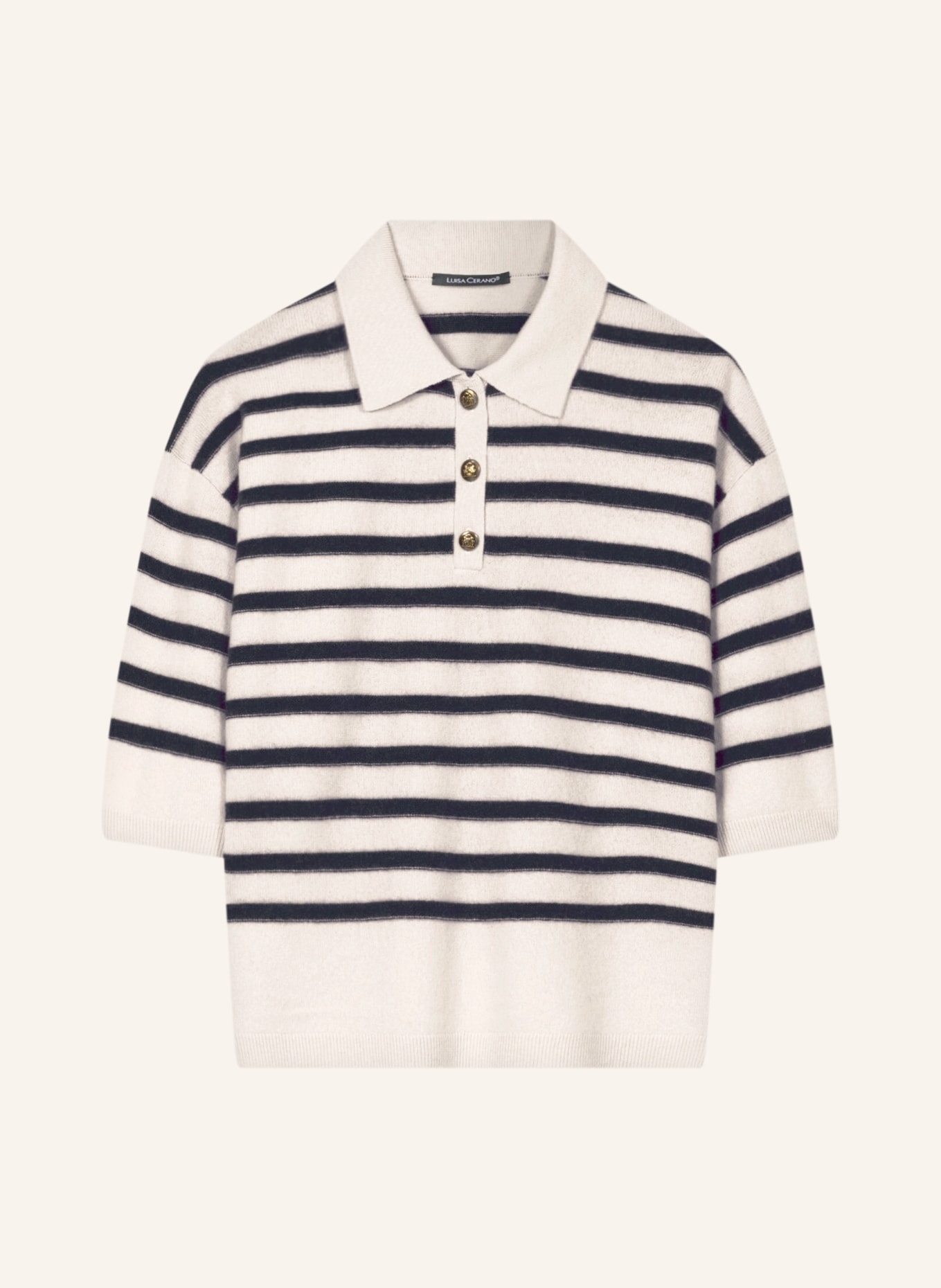 LUISA CERANO Polo en maille: CRÈME / BLEU FONCÉ