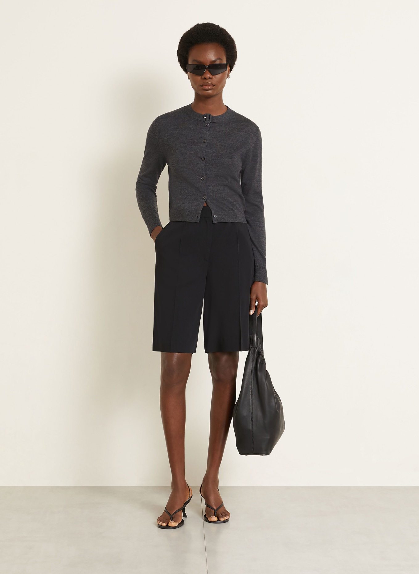 Courrèges Strickjacke aus Merinowolle: DUNKELGRAU