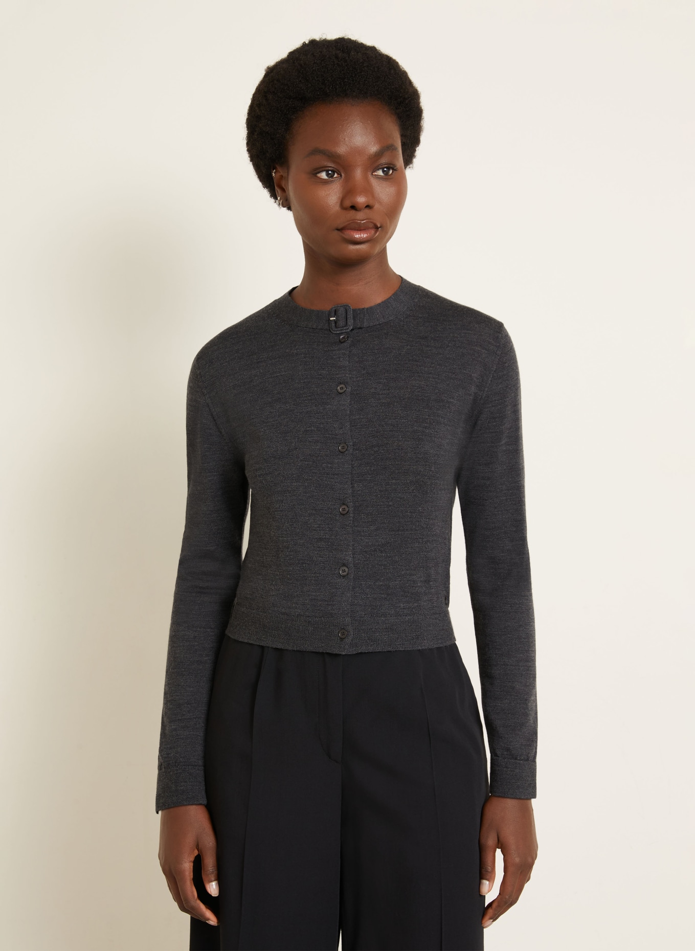 Courrèges Strickjacke aus Merinowolle: DUNKELGRAU