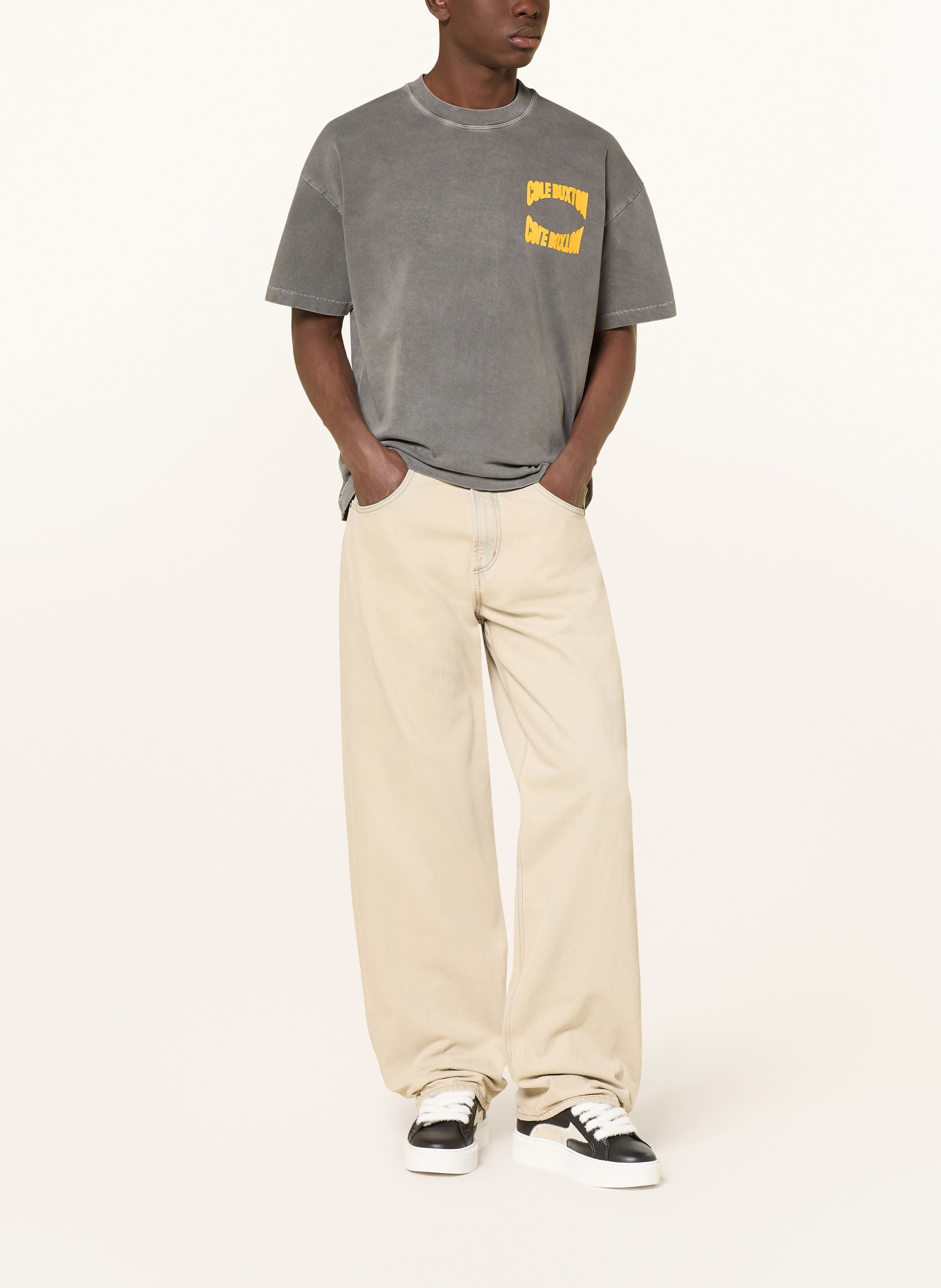 COLE BUXTON T-shirt: GRIS / JAUNE