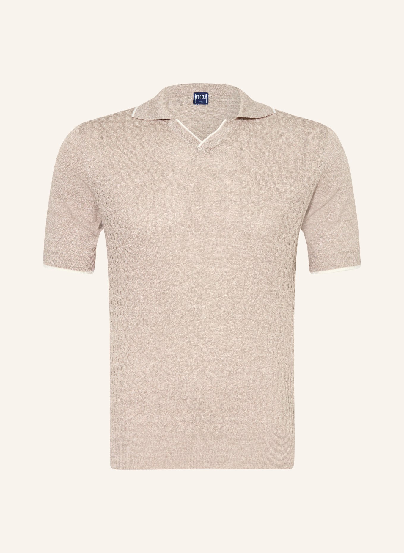 FEDELI Strick-Poloshirt: BEIGE