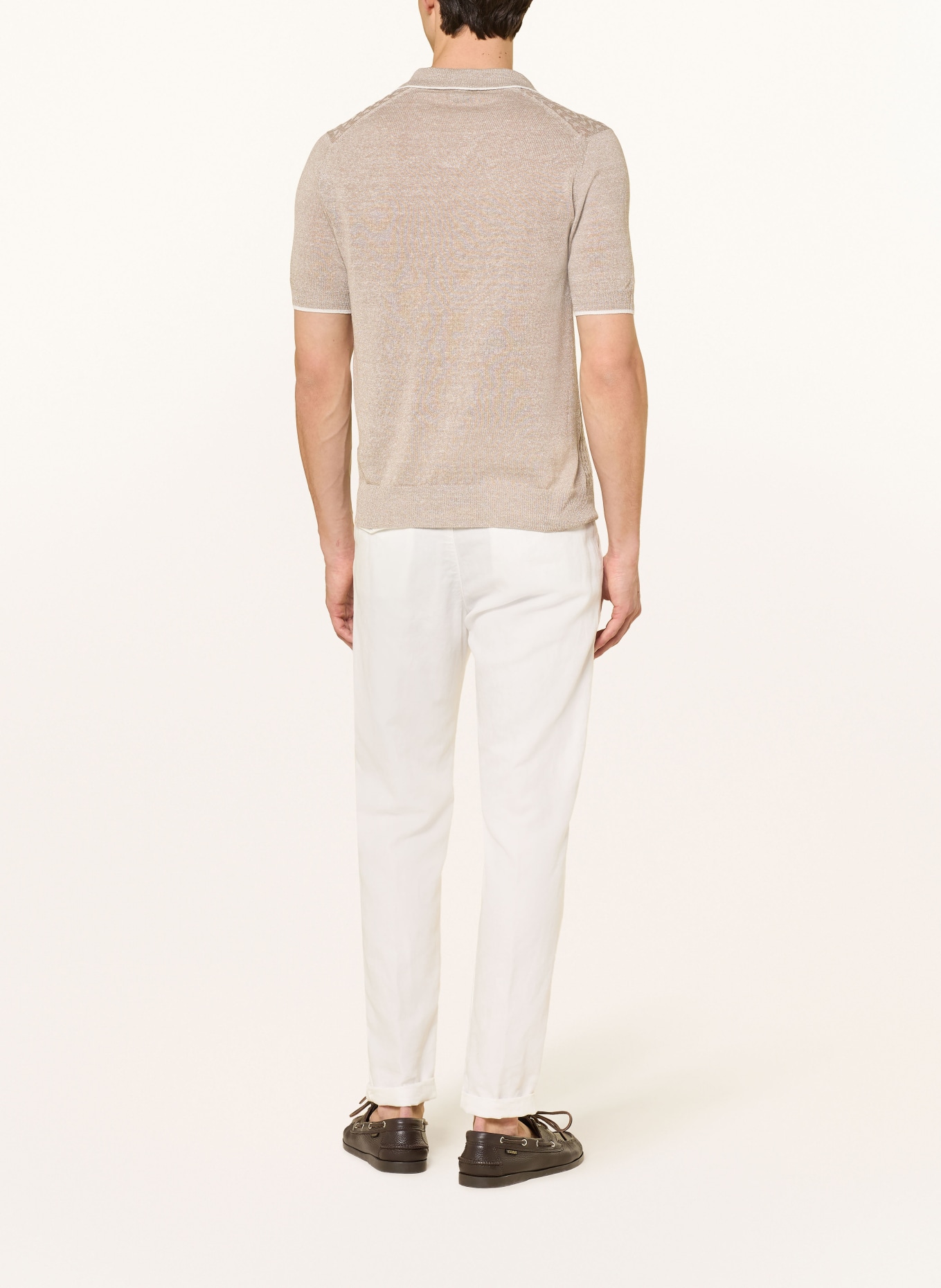 FEDELI Strick-Poloshirt: BEIGE