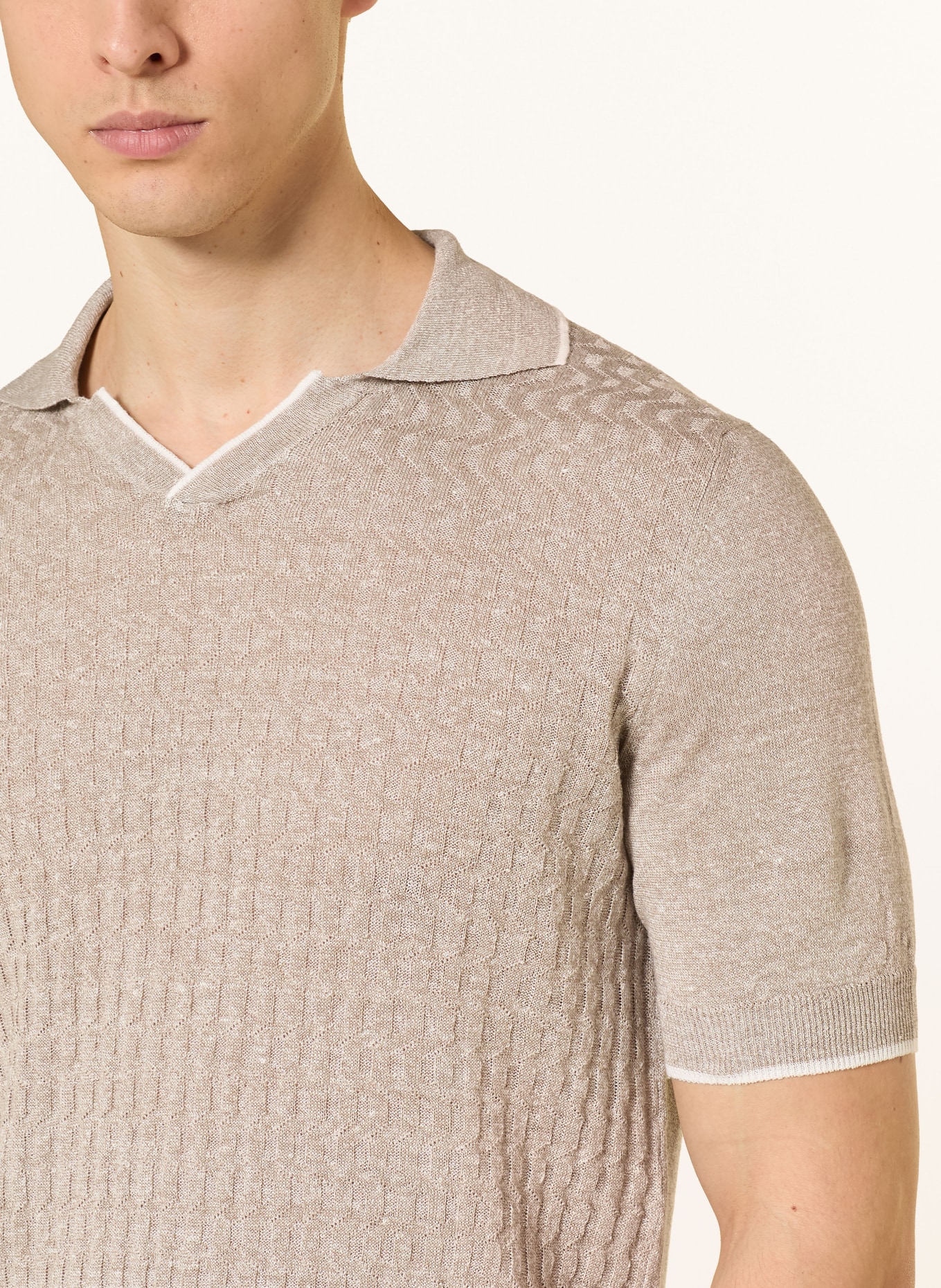 FEDELI Strick-Poloshirt: BEIGE